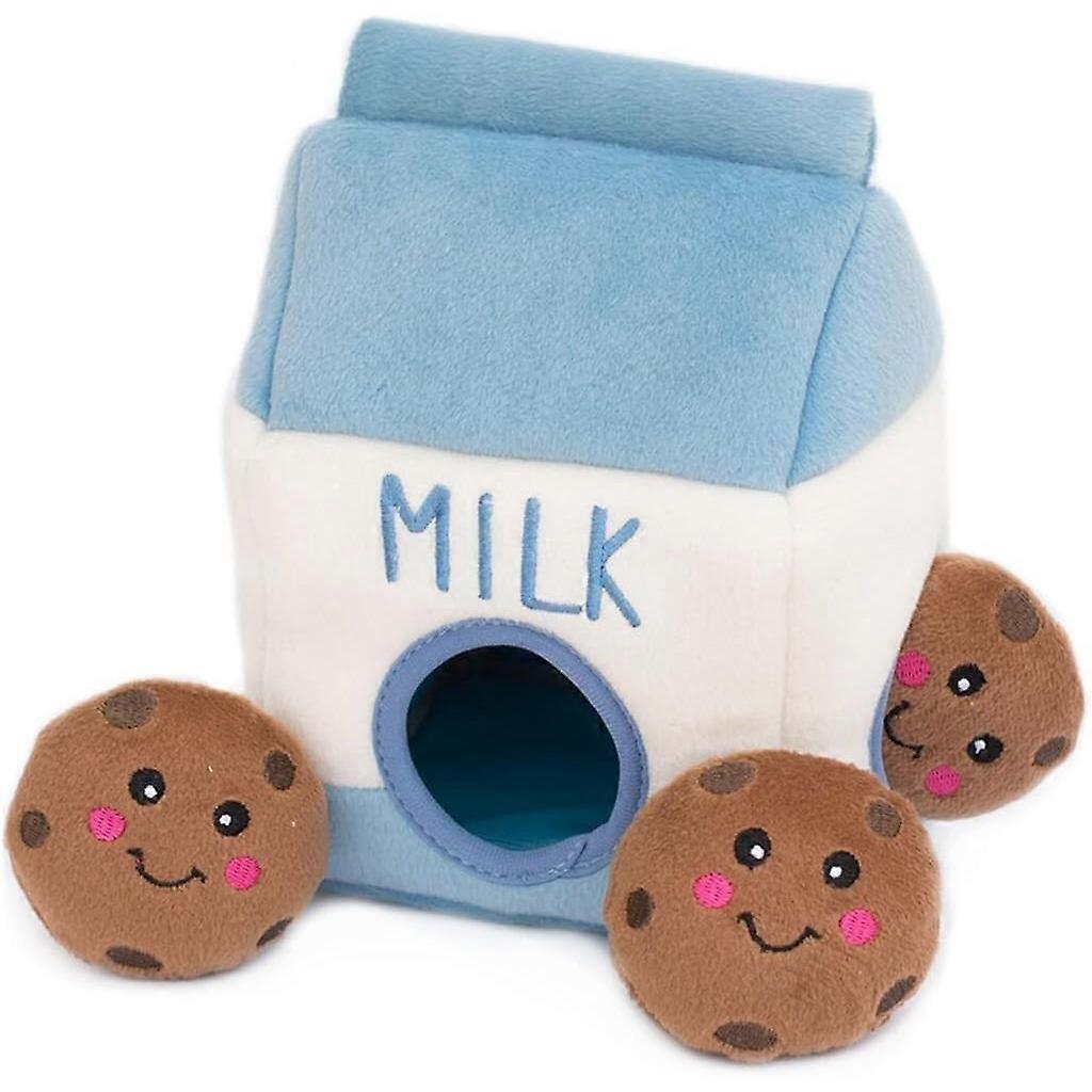 Cute Milk Carton & Cookie Plush , Interactive Pet Toy for Small Dogs, Soft Snuffle & Hide - Seek Plaything