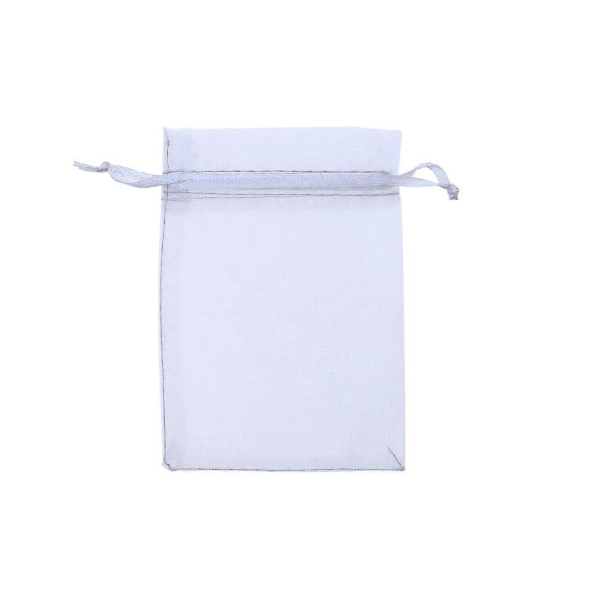 Drawstring Organza Bag Rectangular Shape For Festival Anniversaries Gray 9x12cm 50Pcs