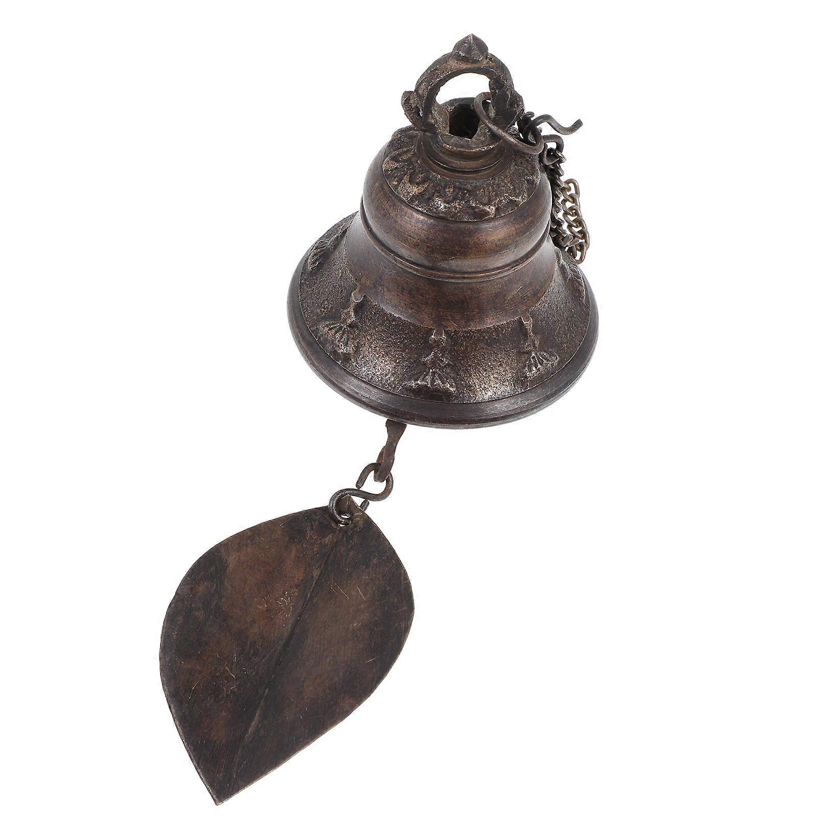Brass Wind Chime Hanging Temple Bell Decorative Vintage Style Outdoor Garden Home Decor Miniature Durable Ornament with Pleasant Sound