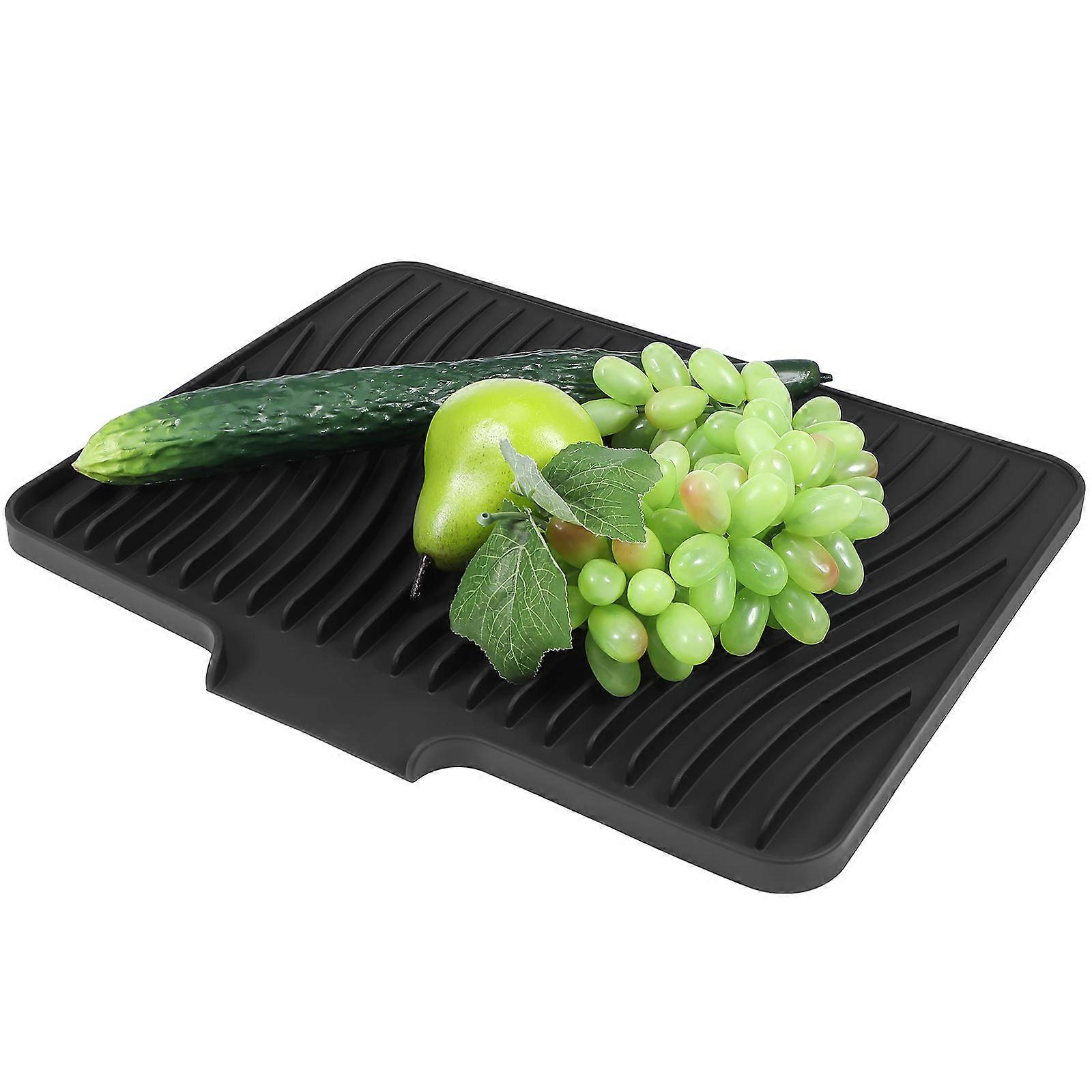 Dish Drying Mat Food Grade Silicone Non Slip Drain Pad for Kitchen Sink Sloped Design Safe for Direct Contact with Fruits
