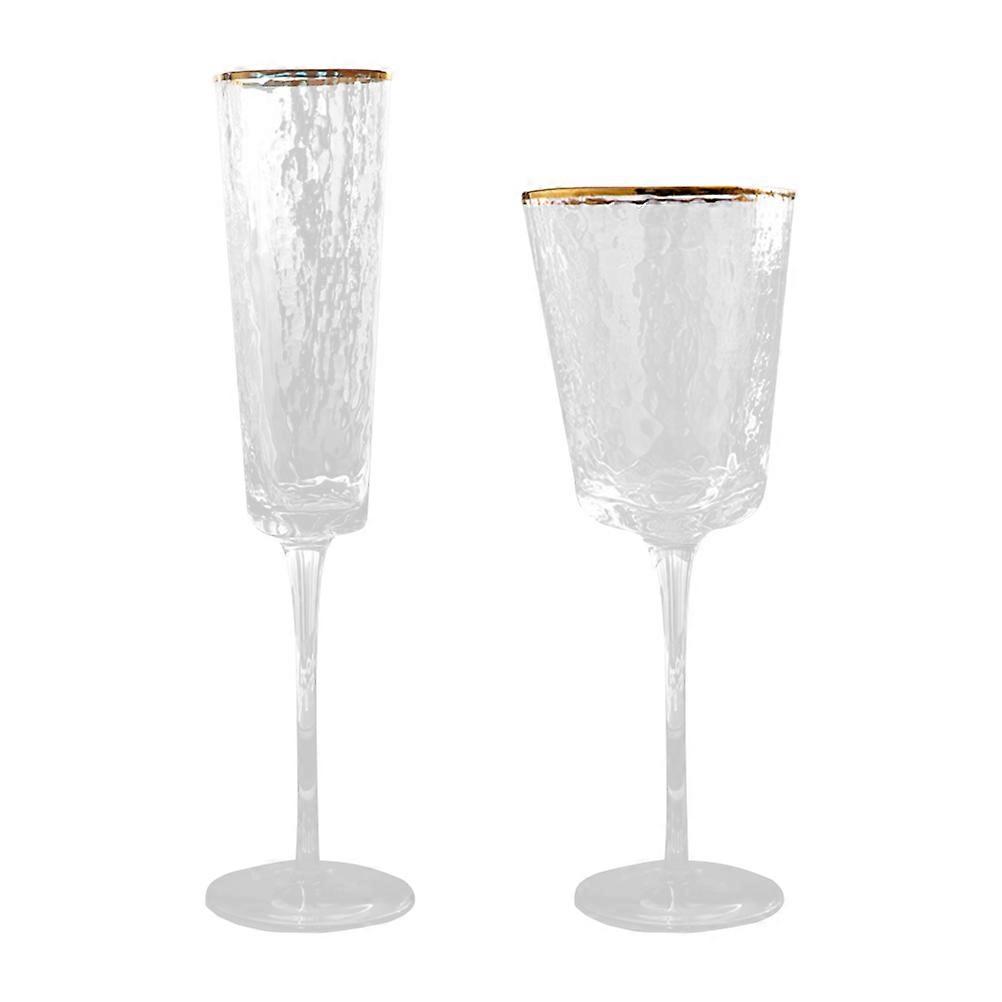 Golden Creative Goblet Glass for Party Drinkware Stylish Wine Cup Set Unique Design 2Pcs