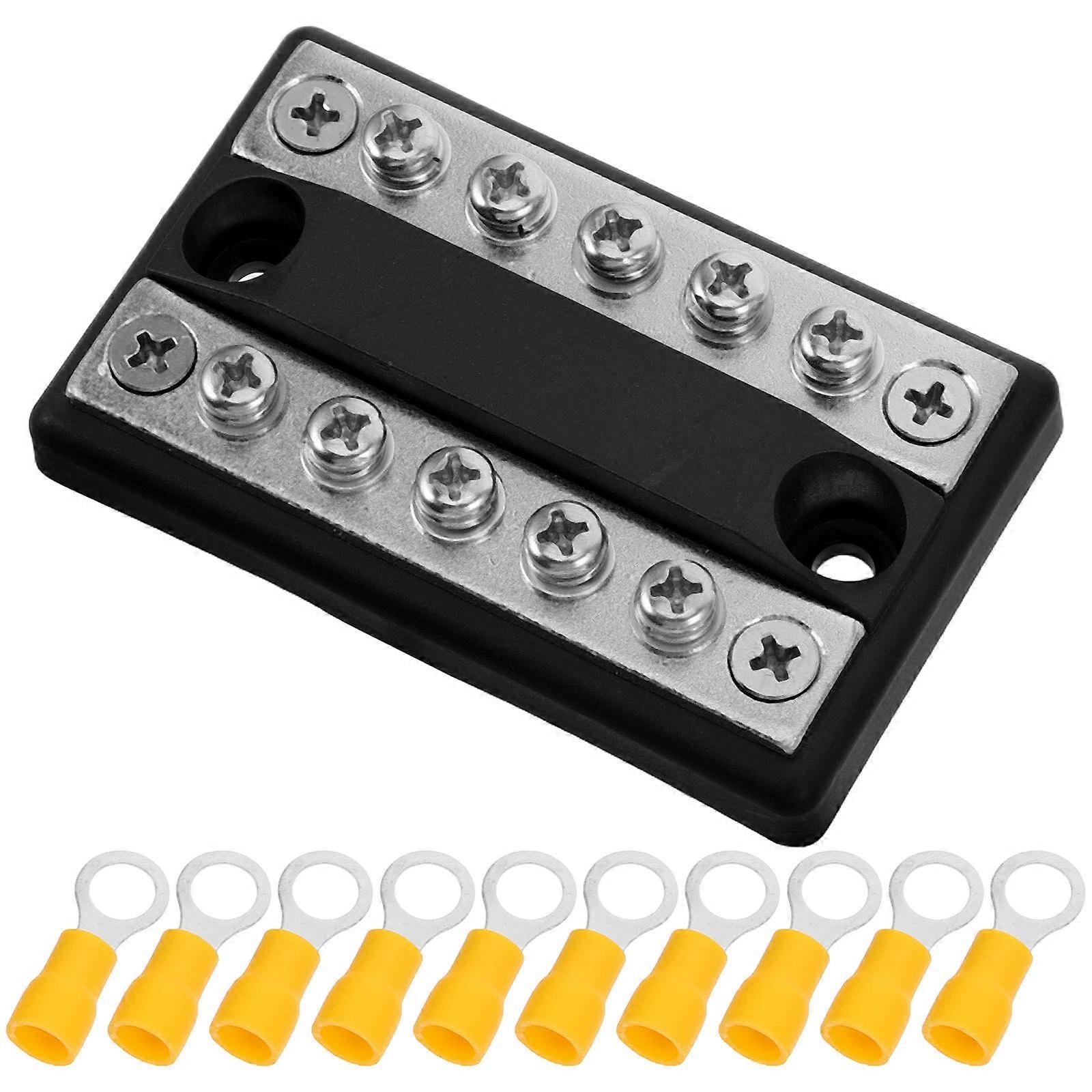 High Bus Automotive Power Distribution Dual Row Terminal Block Abs Tinned Copper Electrical Connections Technicians 1Pack