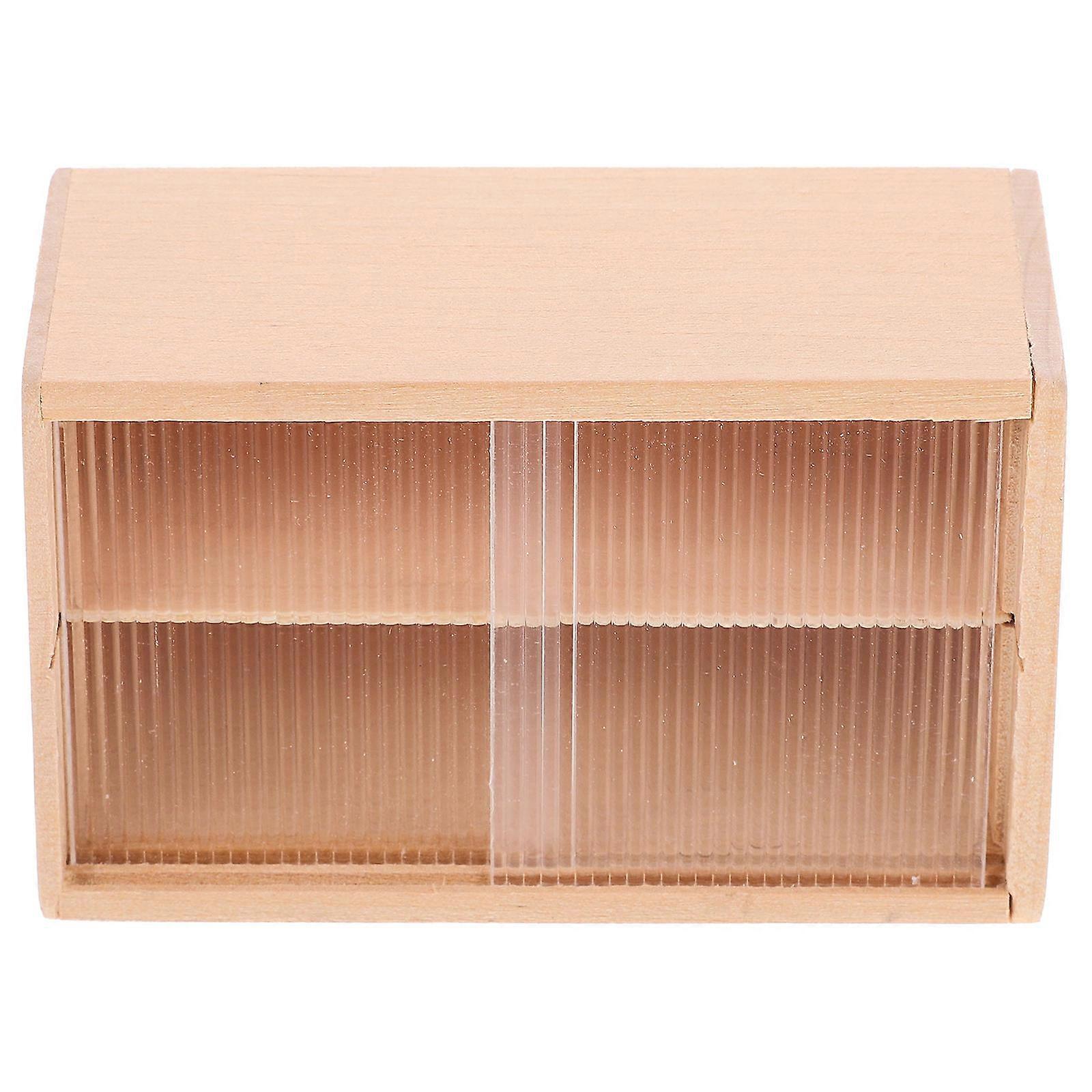 Durable Miniature Wooden Cabinet for Decor Light Brown Retro Style 7 inch