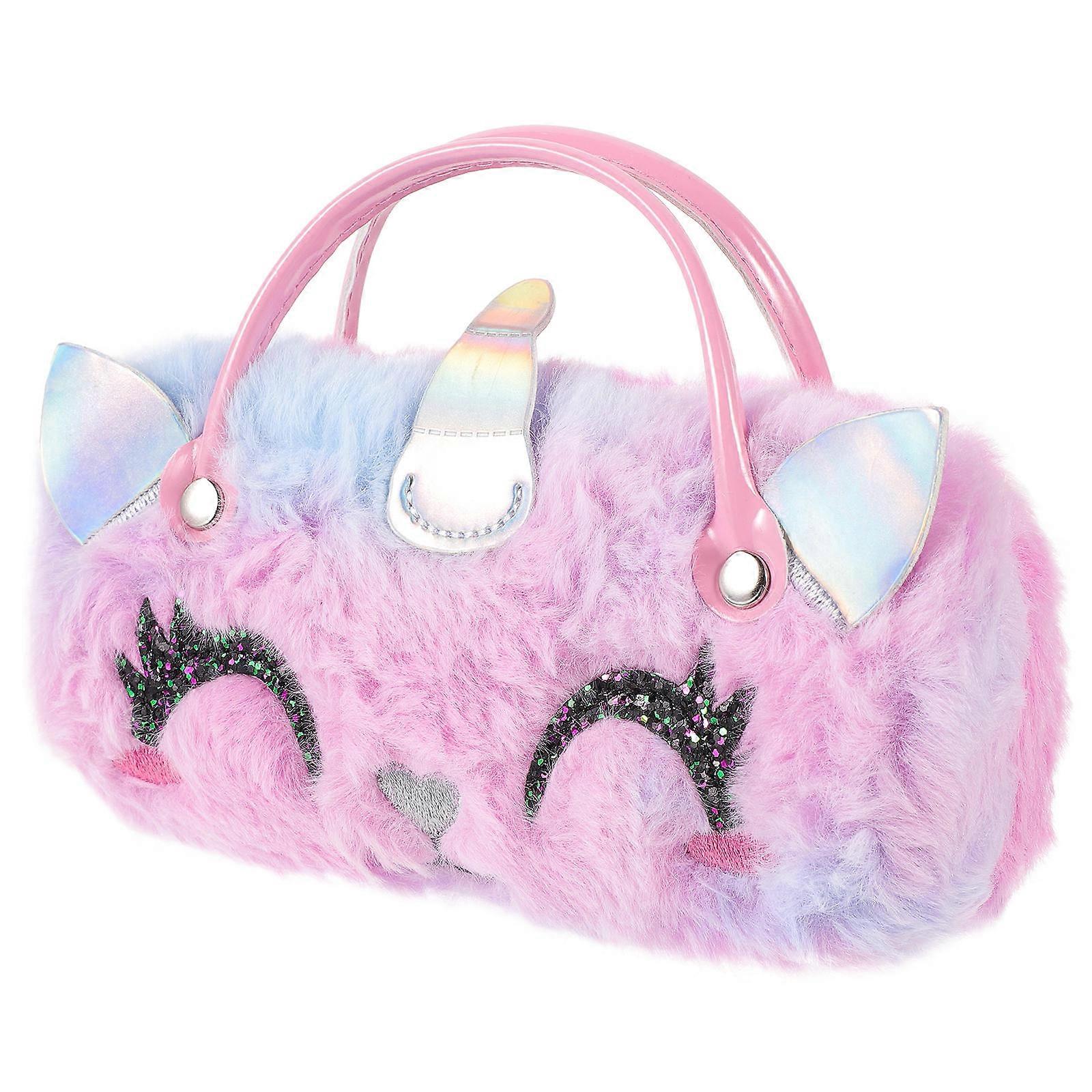 Kids Eyeglasses Case Portable Sunglasses Case Plush Unicorn Shape Soft 1Set