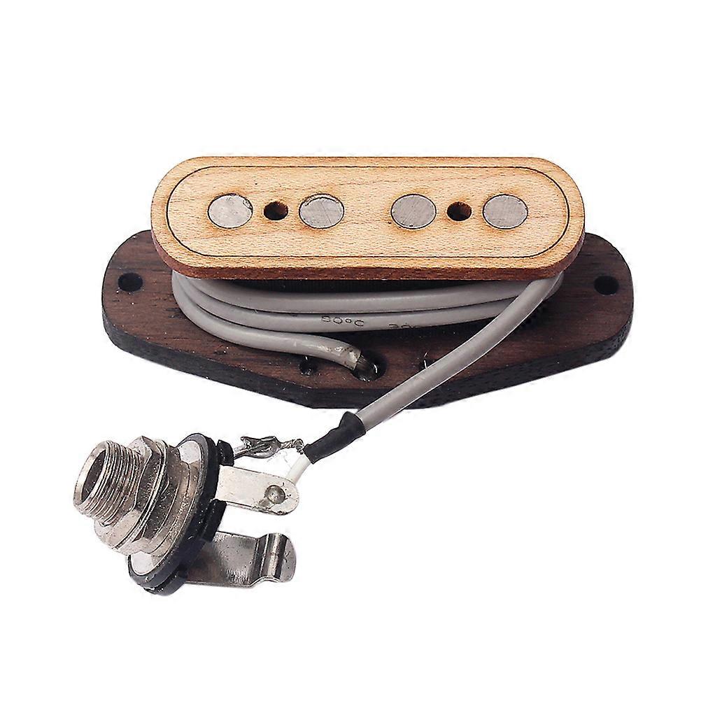Maple Wood 4 String Guitar Pickup Replacement for Box Guitars with High Permeability Magnet and Durable Soundhole Design – Brown Finish Music