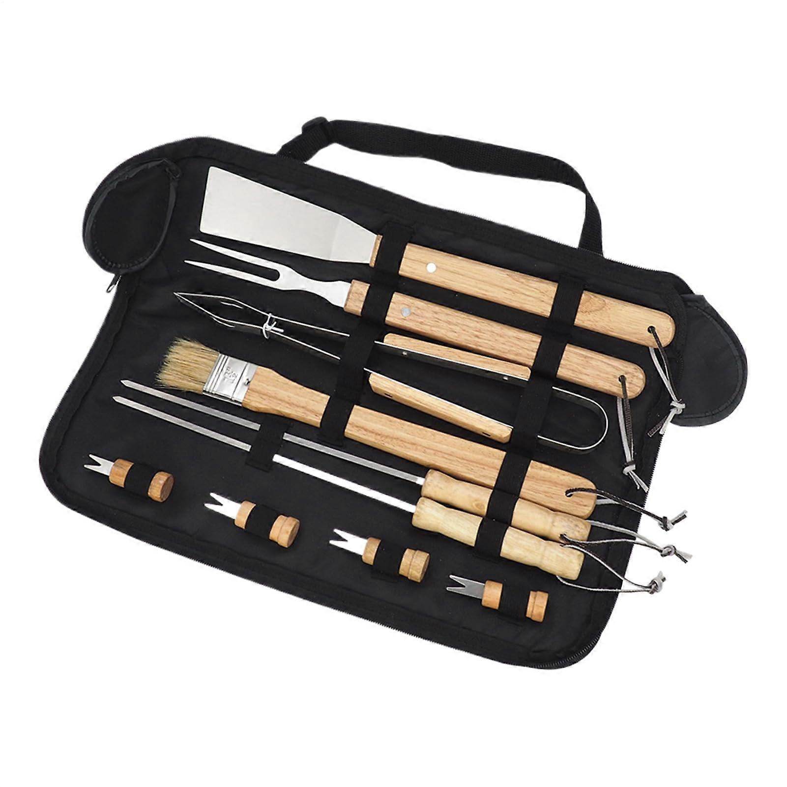 Grill Tool Set 10-Piece Camping Grill Set Stainless Steel Cookware With Spatula And Tongs For Garden Parties