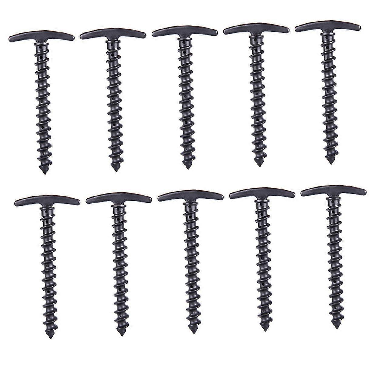 High-Strength Nylon Tent Pegs 10-Piece, Spiral Design for Sand, Mud, and Grass, Secure Hold Camping Stakes