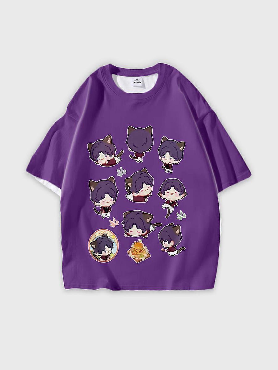 T-shirt round neck Role Pattern loose short sleeve B484