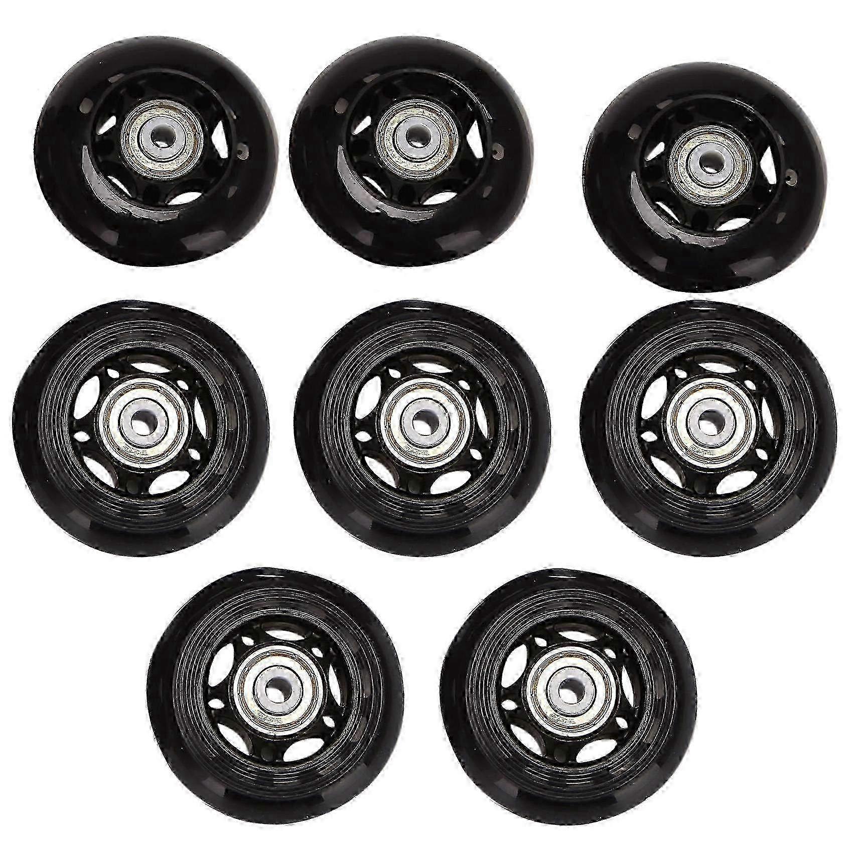 8 Pack 64mm Inline Skate Wheels with Bearings for Roller Skates - Durable and Smooth Replacement Wheels