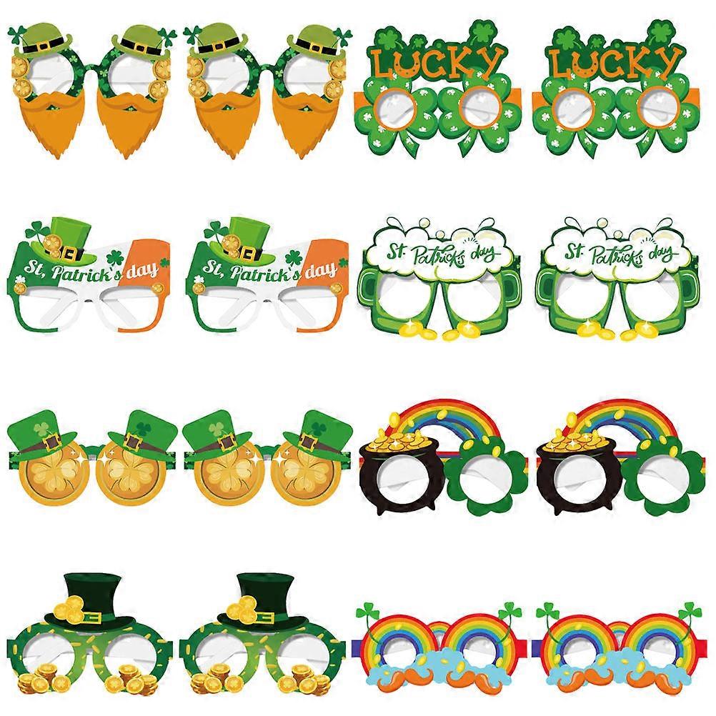 Assorted Color Patrick's Day Party Eyeglasses 24Pcs Paper Costume Prop Ideal For Adults And Children
