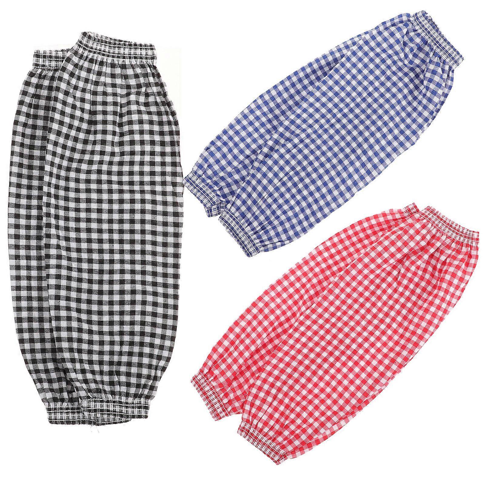 Cotton Linen Heat Resistant Arm Protectors 3 Pairs Flexible Extended Fit Oversleeves for Cleaning, Gardening, Cooking, Office, Factory Use for