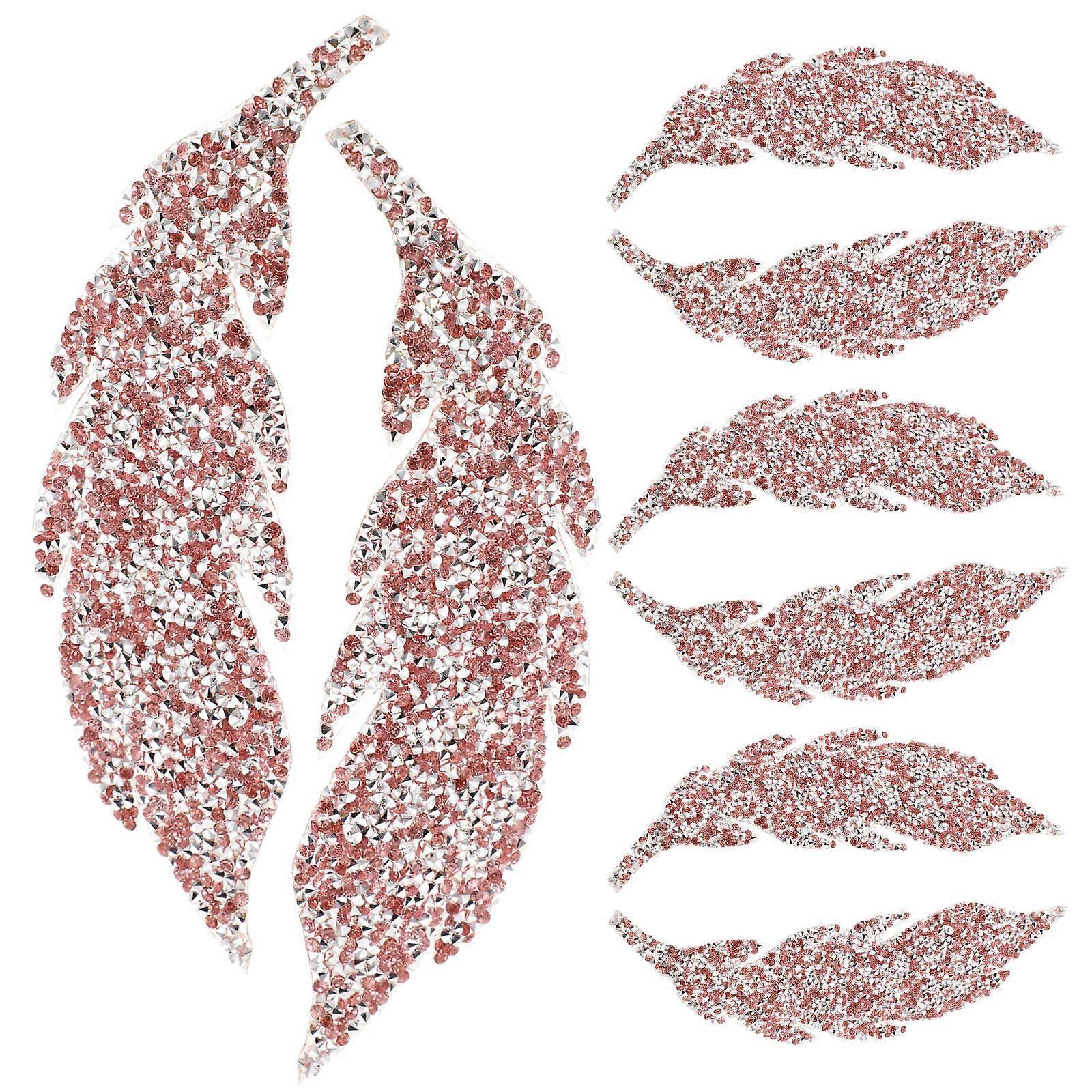Pink Rhinestone Decorative Patches for DIY Clothes Accessories Suitable for Bags Hats Shoes Socks 4 Pairs