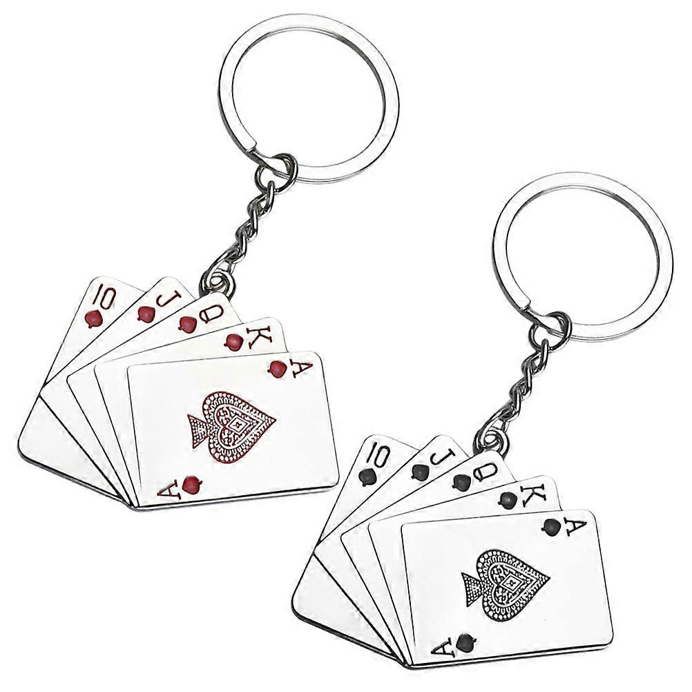 Poker Card Pendant Keychain Decorative Alloy Hanging Keyring for Bags Assorted Color