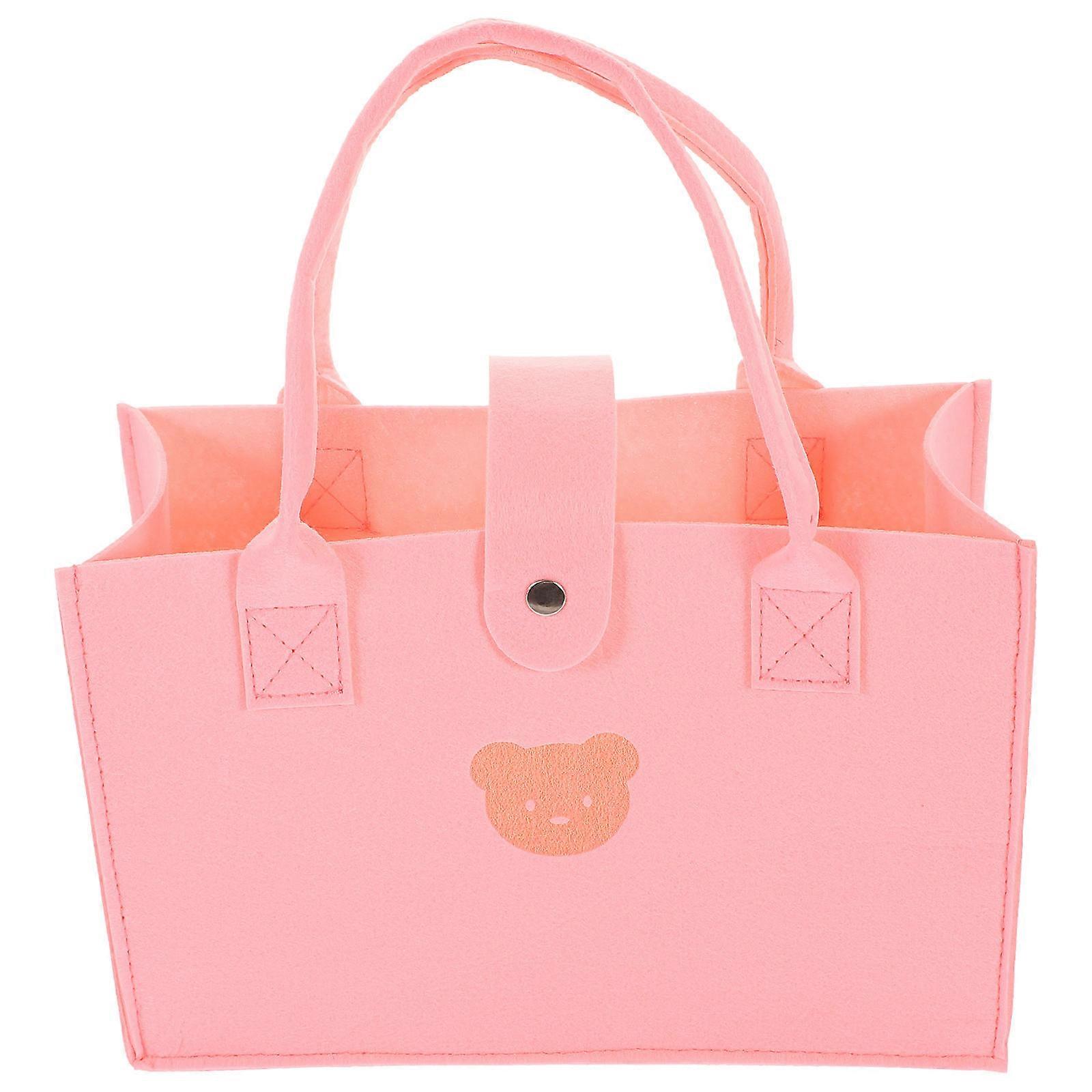 Felt Tote Bag For Women In Pink With Elegant Design Tailored For Work And Shopping Occasions 1Pack