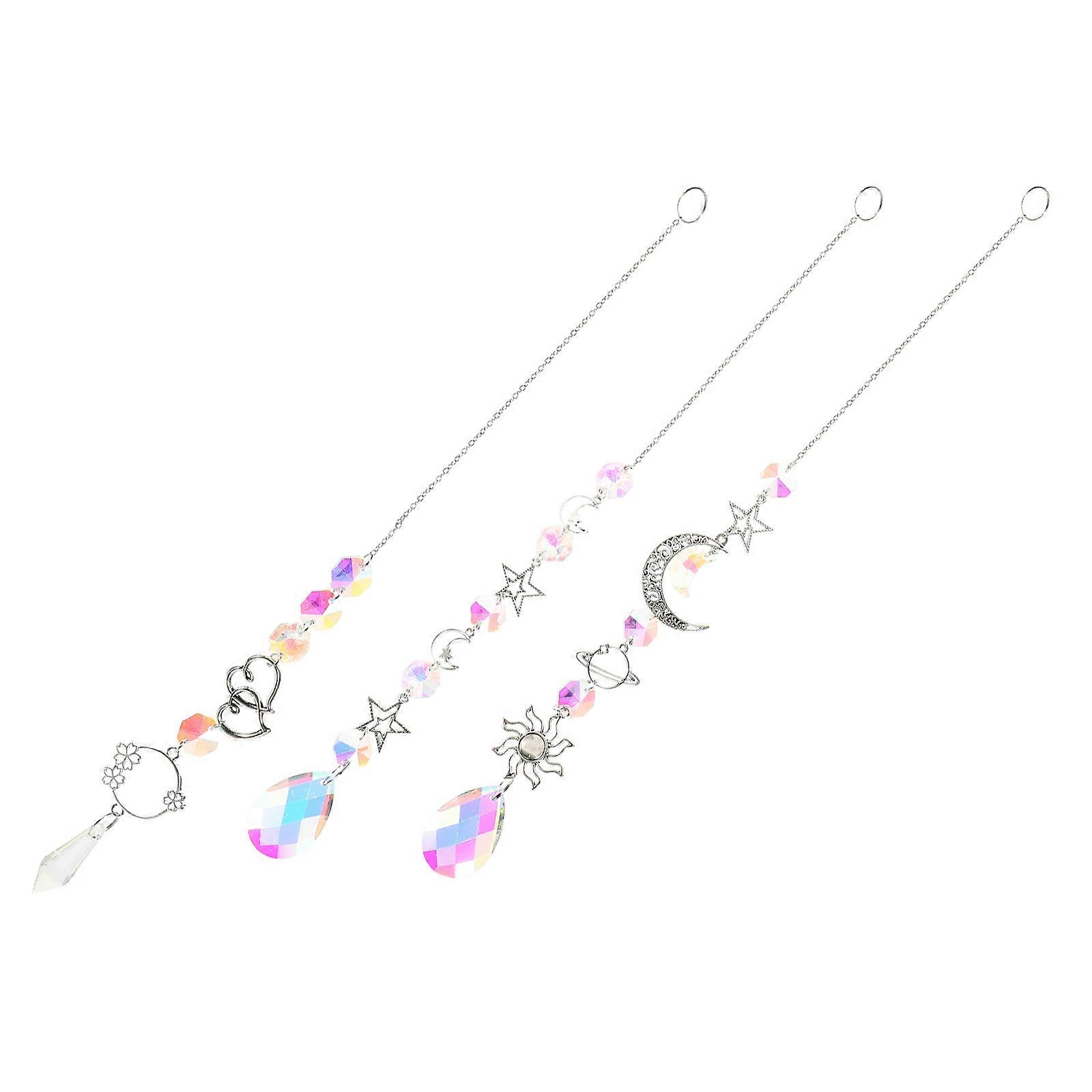 3Pcs Crystal Decorative Pull Chain for Ceiling Fan Lights with Glass and Iron Material White Color