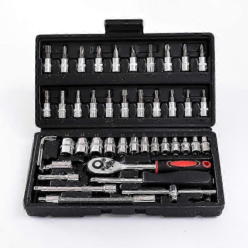 46-Piece Chrome Socket Set with Black Finish