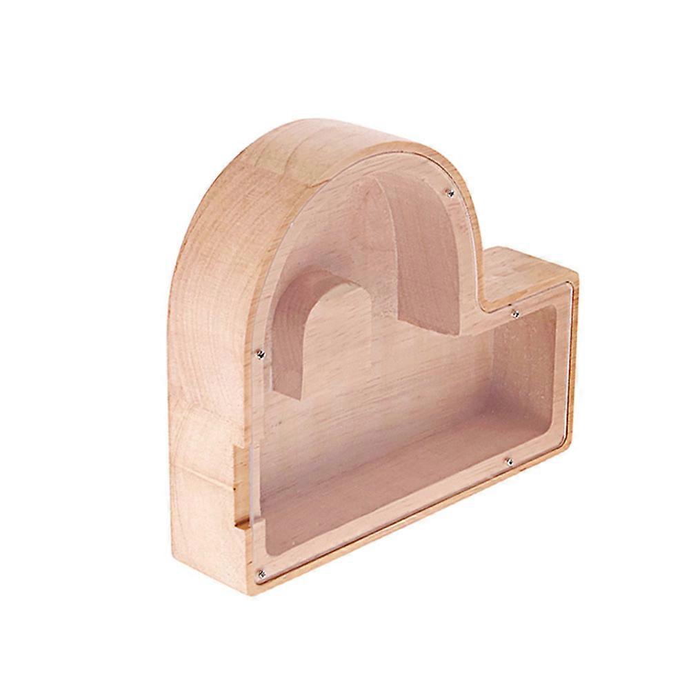 P Shape Bamboo Coin Box Effective Coin Storage For New Year And Christmas 17.8X15.1CM Size 1Pack