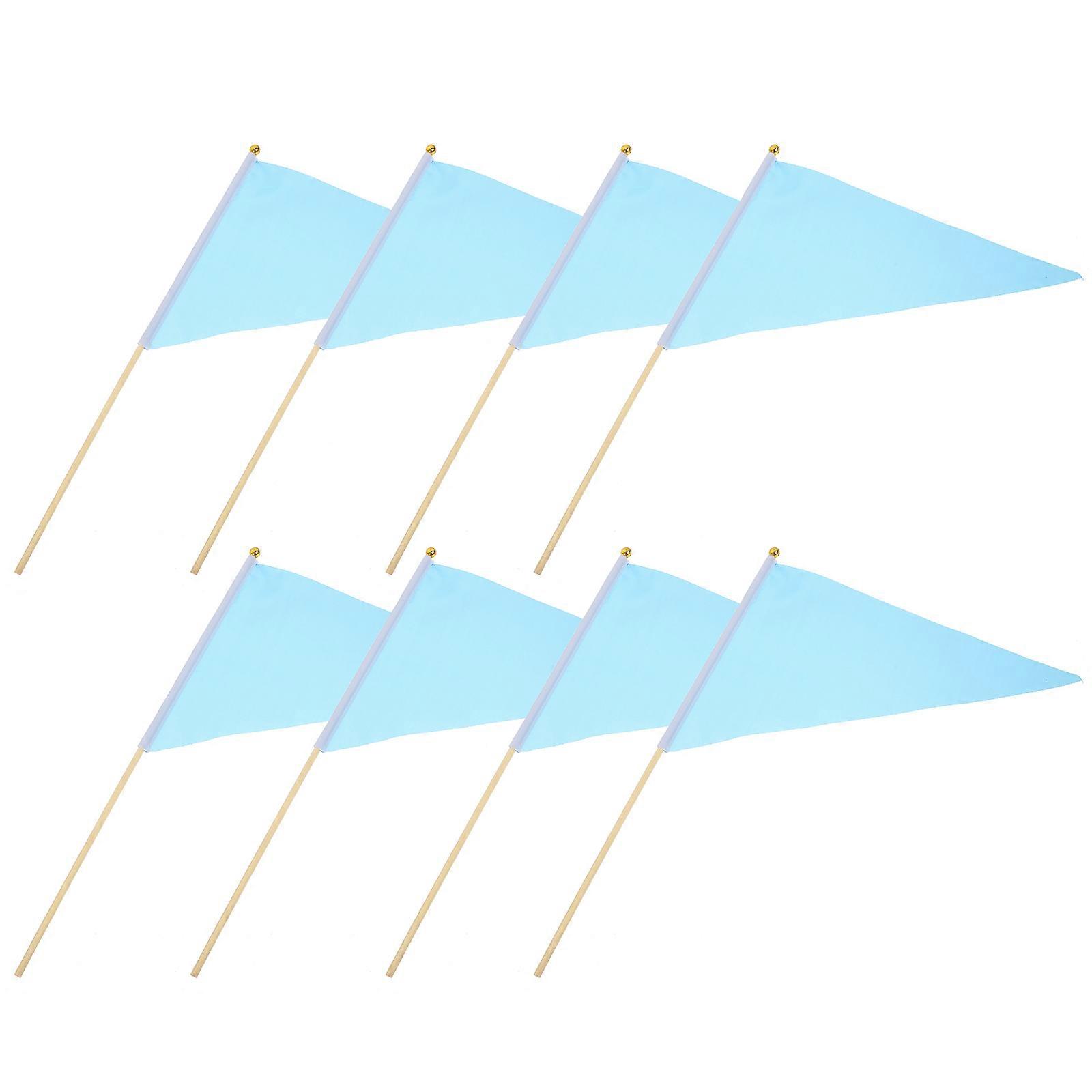 Blue Lawn Marking Flags 8Pcs Durable Bamboo Polyester Decoration Stakes for Yard and Garden