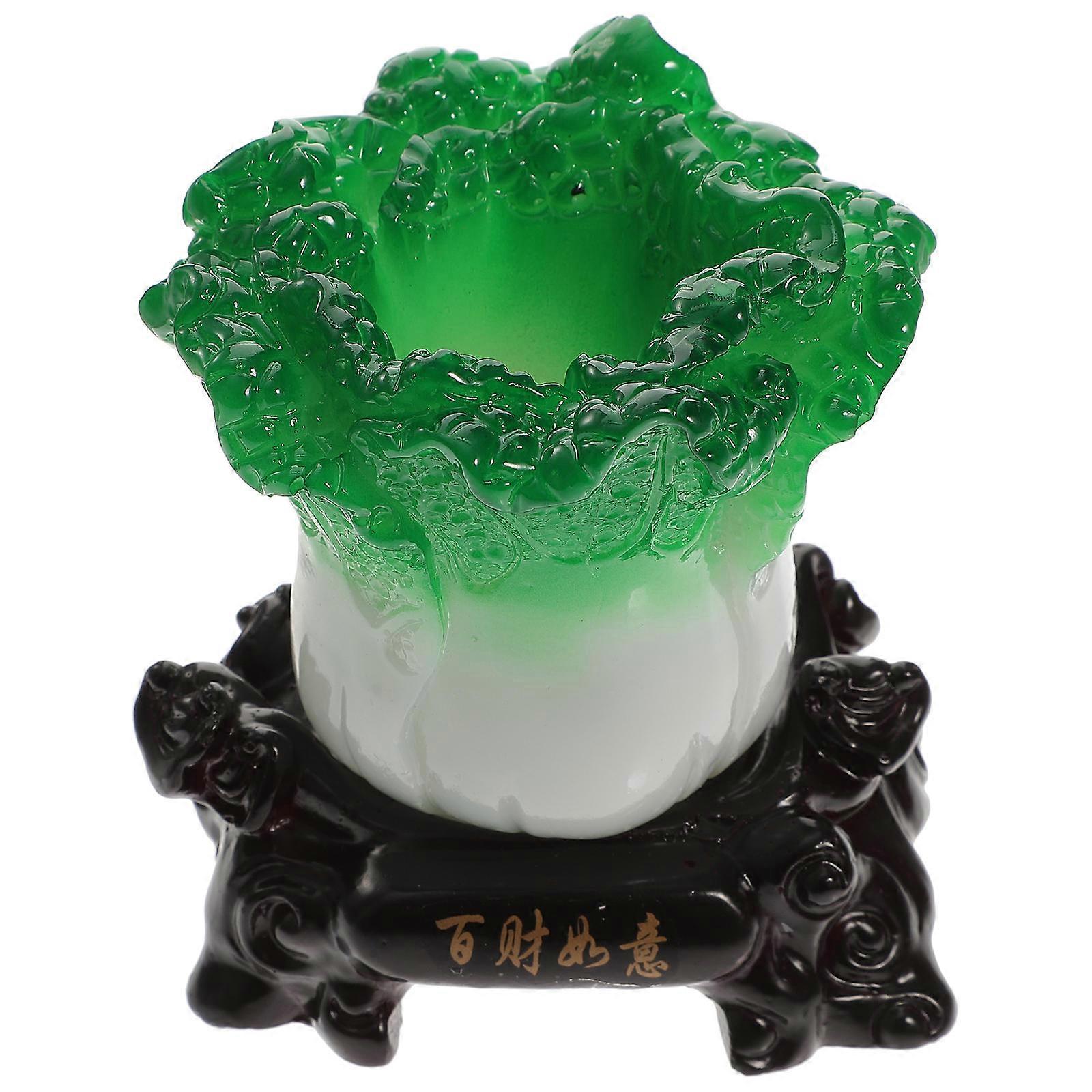 Adorable Green Pen Holder Made of Resin for Outdoor Use with Large Capacity Practical Desk Organizer