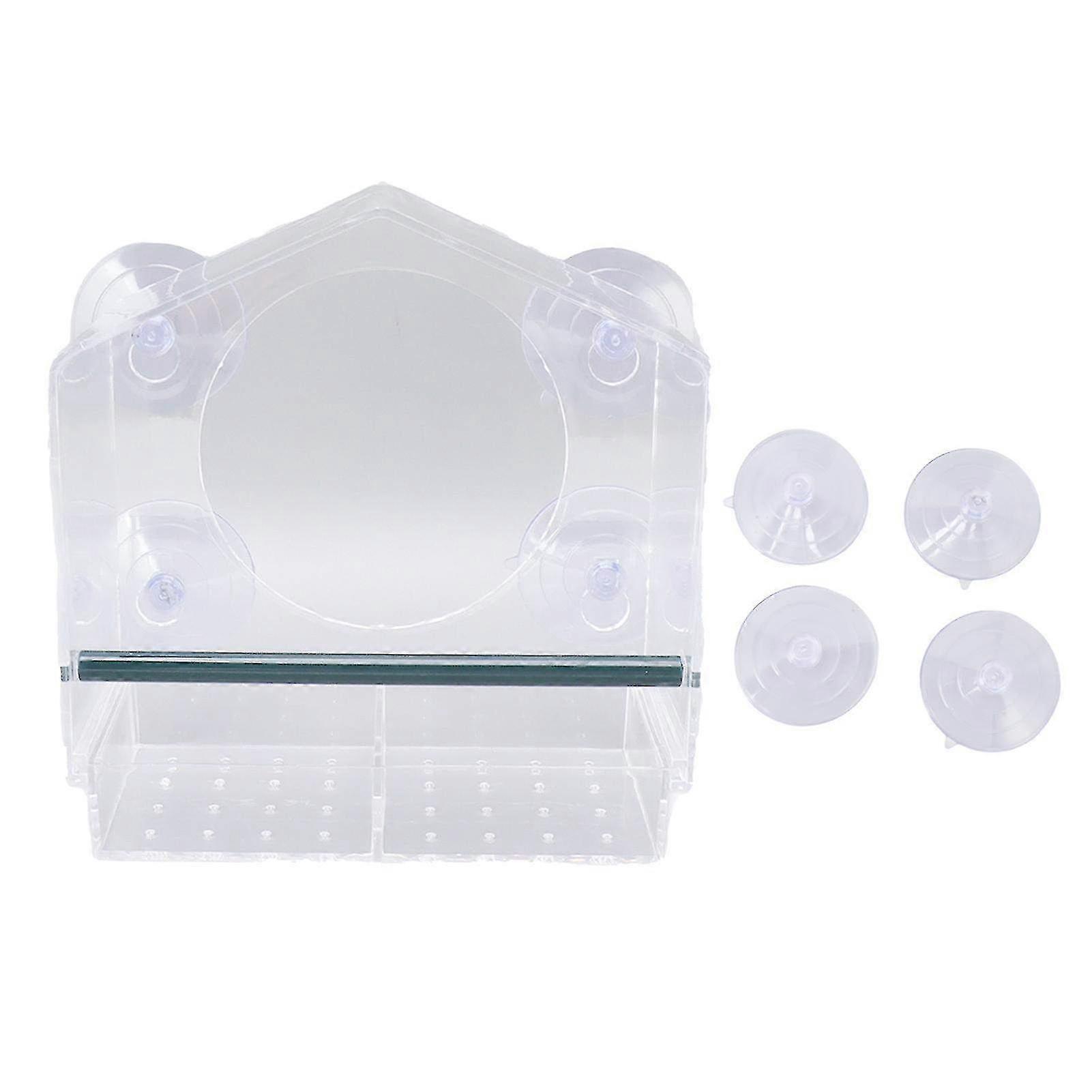 Clear Acrylic Window Bird Feeder with 4 Strong Suction Cups - Sturdy Bird House for Backyard Bird Watching & Feeding