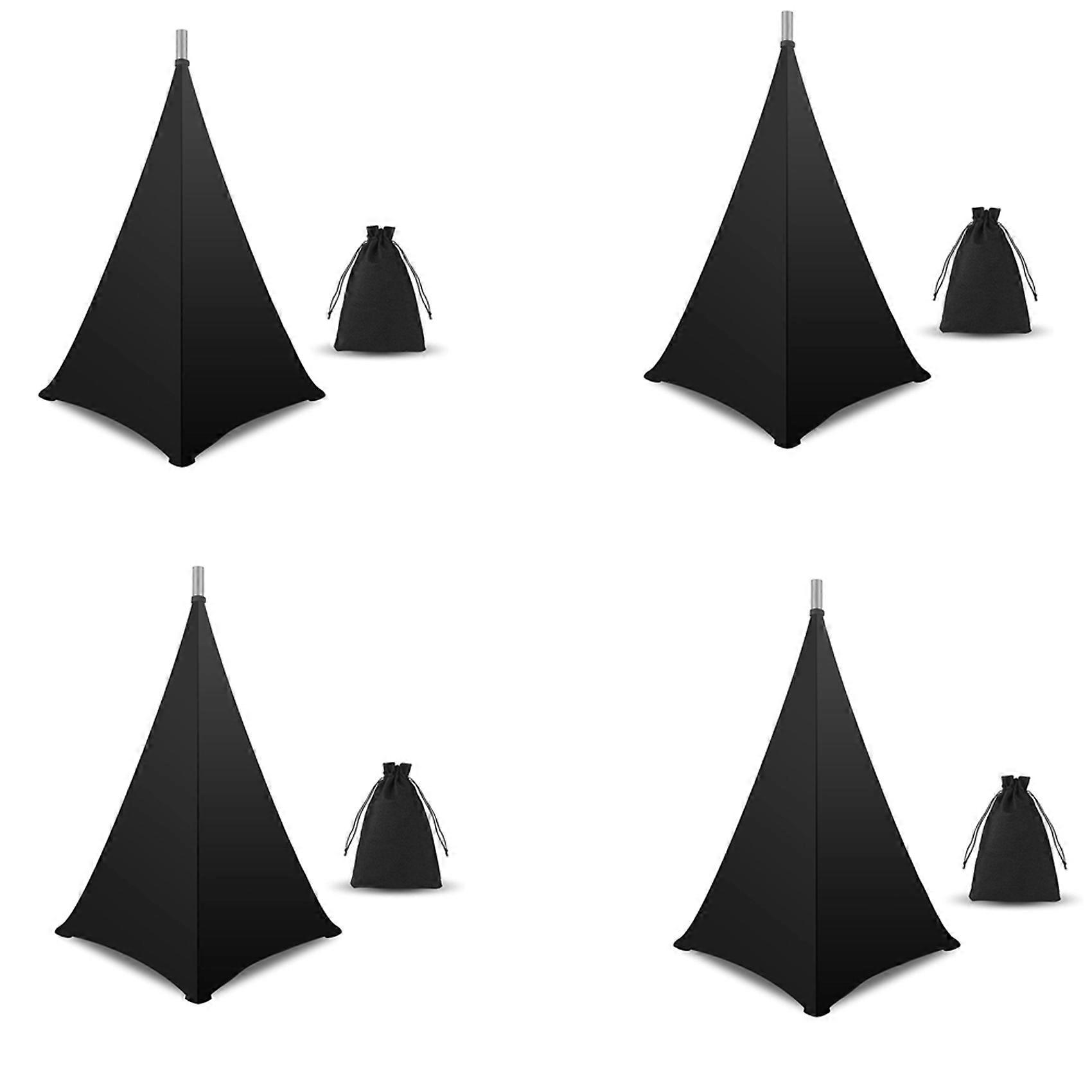 4X Speaker Stand Cover, DJ Speaker Stand Tripod Scrim Skirt with Carry Bag, 360 Degree Black Cover f