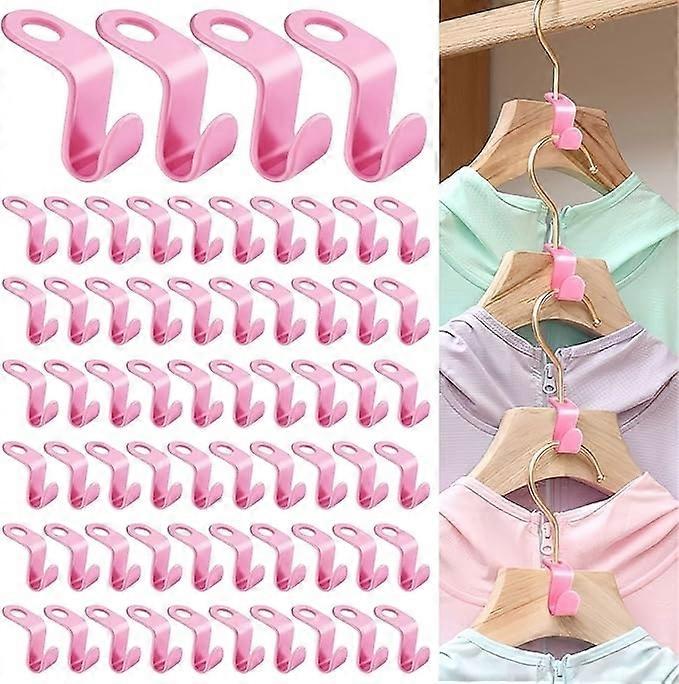 (Pink)64 Pieces Hanger Hooks Hanger Connection Hooks Hanger Hook Connector Mini Cascading Hangers Sa HG