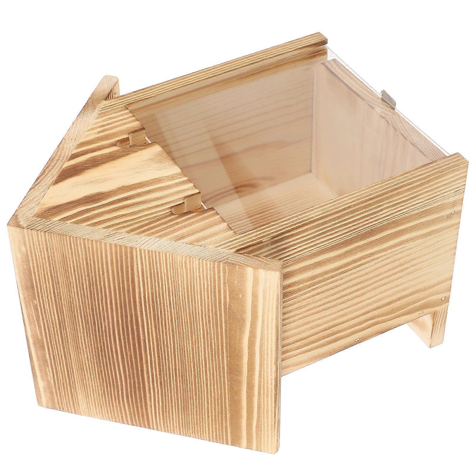 Wooden Hanging Bird House for Garden with Clear Viewing Window and Durable Wood Brown 6.5 x 5.3 Inches