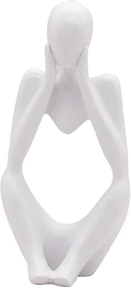 The Thinker Statue,Resin Thinker Abstract Sculpture Statue Modern Character Figurines White