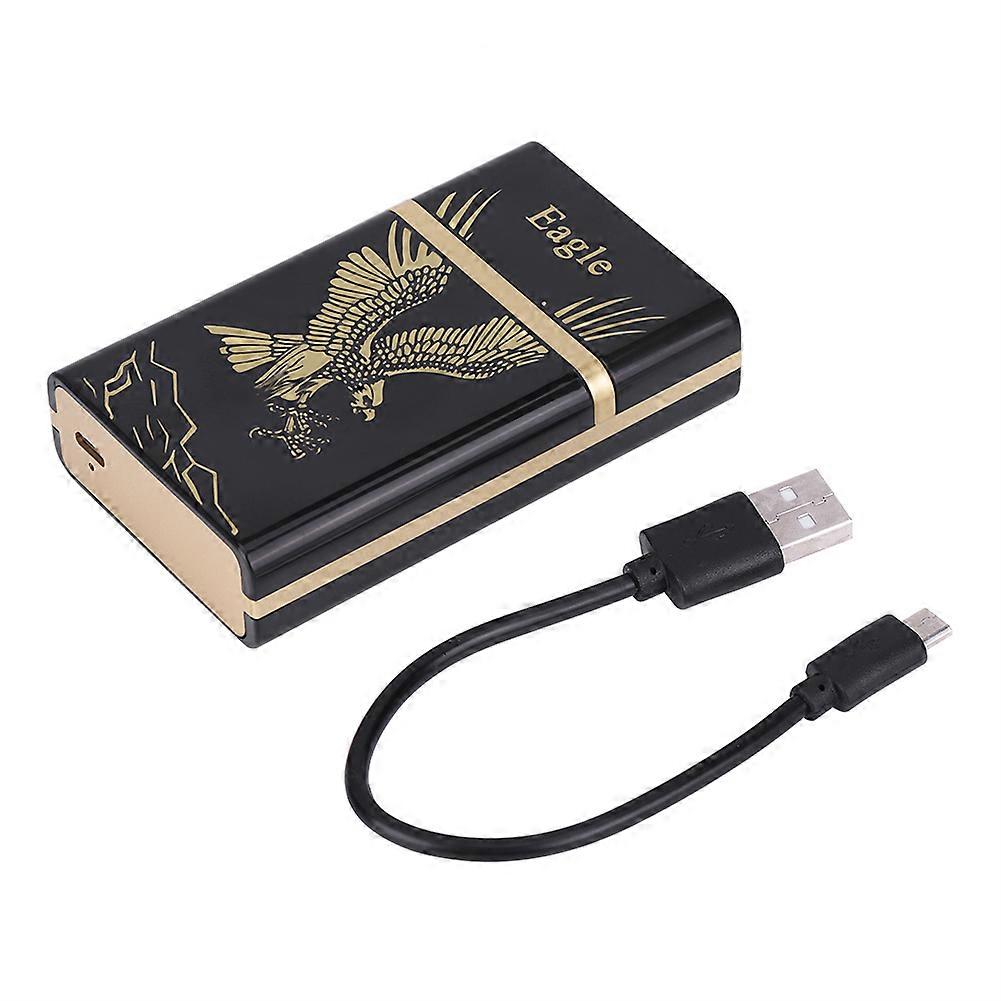 Portable Cigarette Box with Super Mini USB Rechargeable Electric Lighter (Golden Eagle)