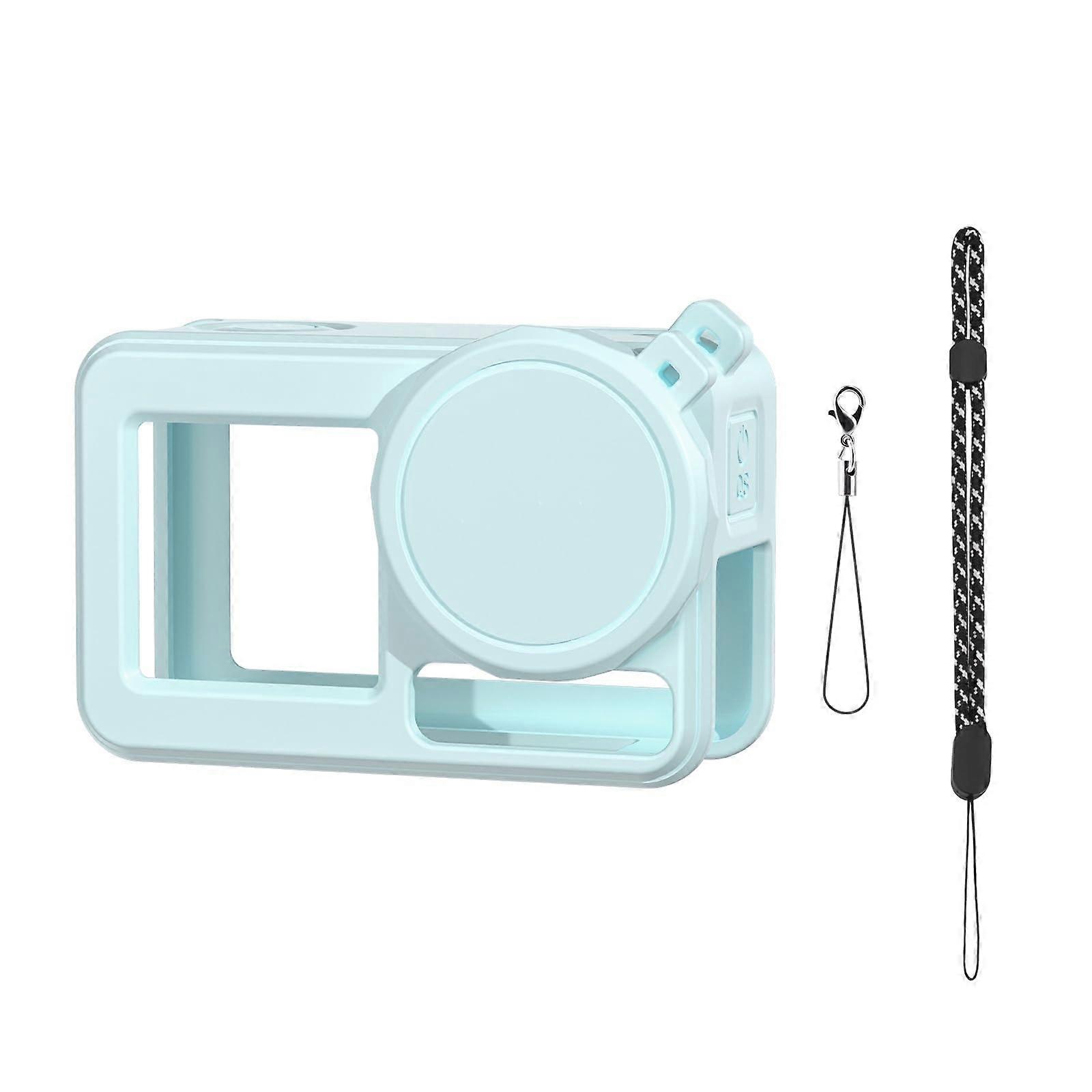 Protective Silicone Lens Cover for DJI Osmo Action 5 Pro, Housing Shell with Lens Cap, blue