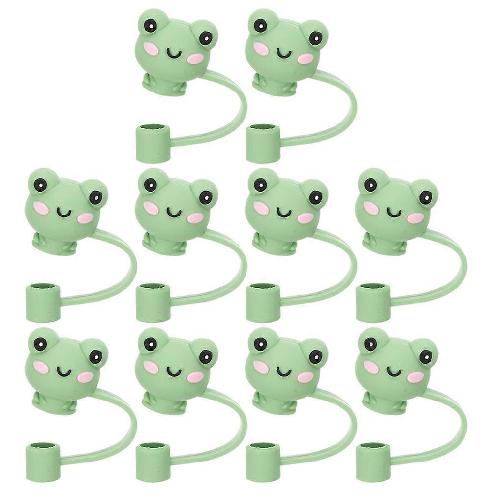 Reusable Silicone Straw Covers For Daily Use Drinking With Frog Shape 10Pcs