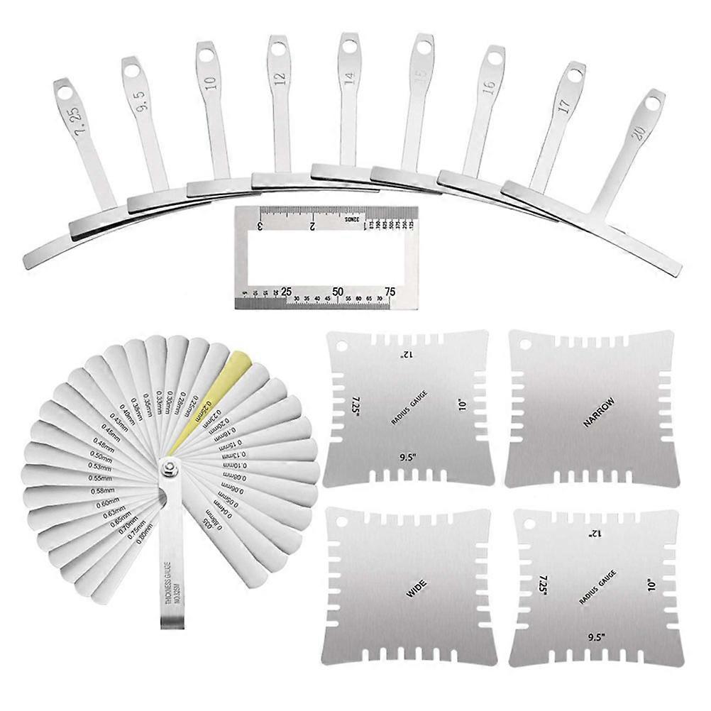 47 Piece Guitar Maintenance & Repair Tool Kit with T Rulers, String Height Gauge for Luthiers and DIY Enthusiasts