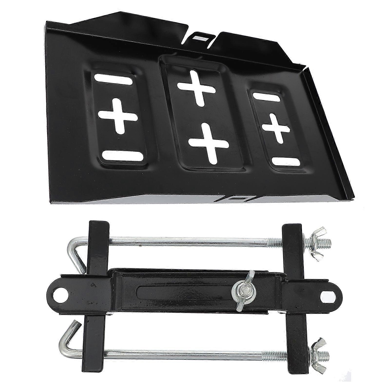 Car Battery Tray Organizer with Smooth Surface and Corrosion Resistant Iron Black