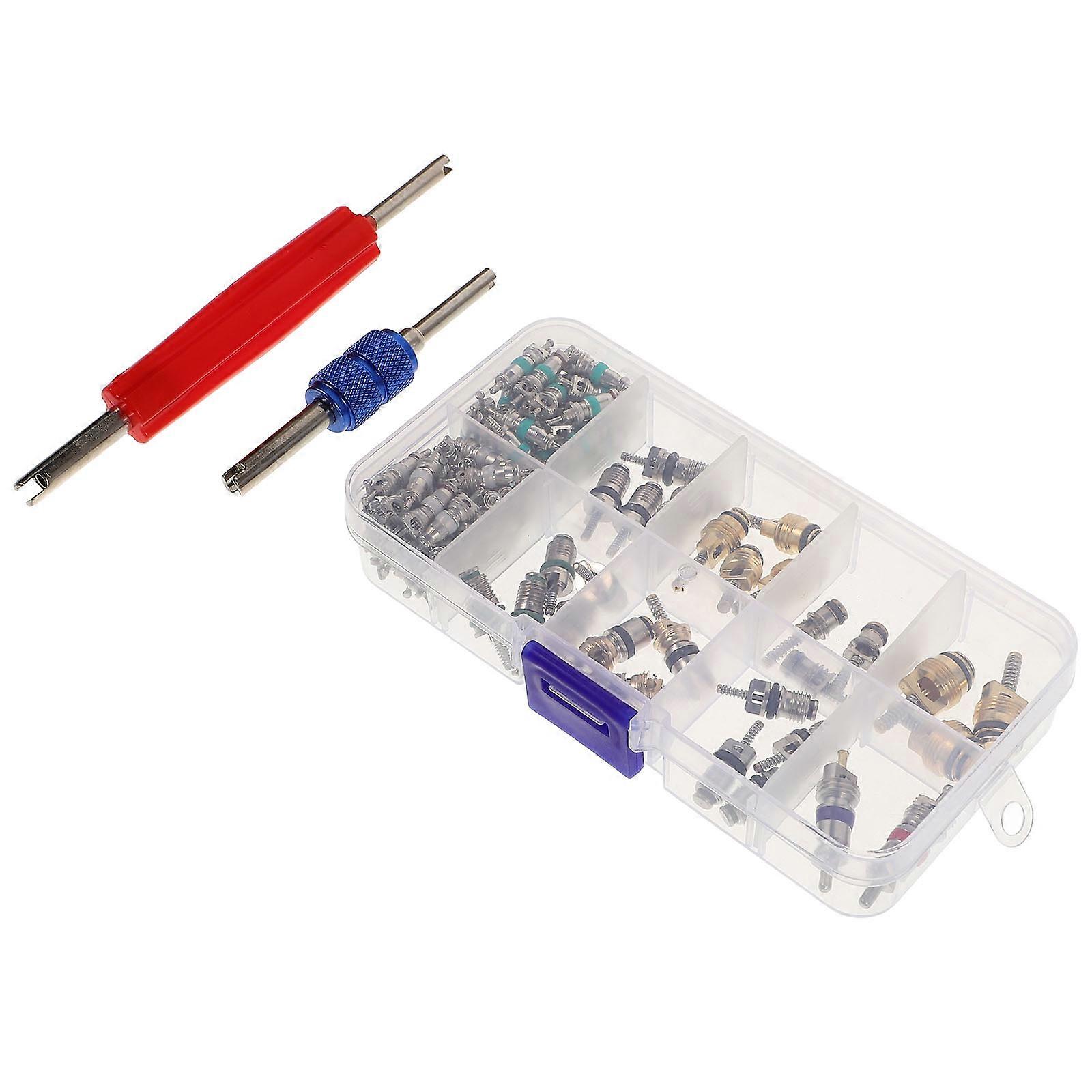Automotive Valve Core Kit 102pcs with Dismantling Tool for Car Air Conditioning System – Compact Portable Tool for Efficient Repair and Maintenance