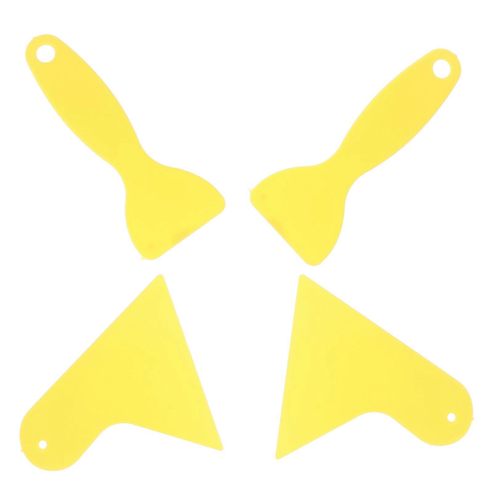 Wrap Squeegee 4Pcs Plastic For Paint Protection Films Application And Vehicle Snow Removal In Yellow