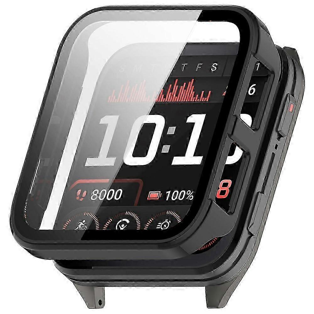 Compatible For Garmin Venu X1 Hard PC Watch Protective Case with Tempered Glass Film(Black)