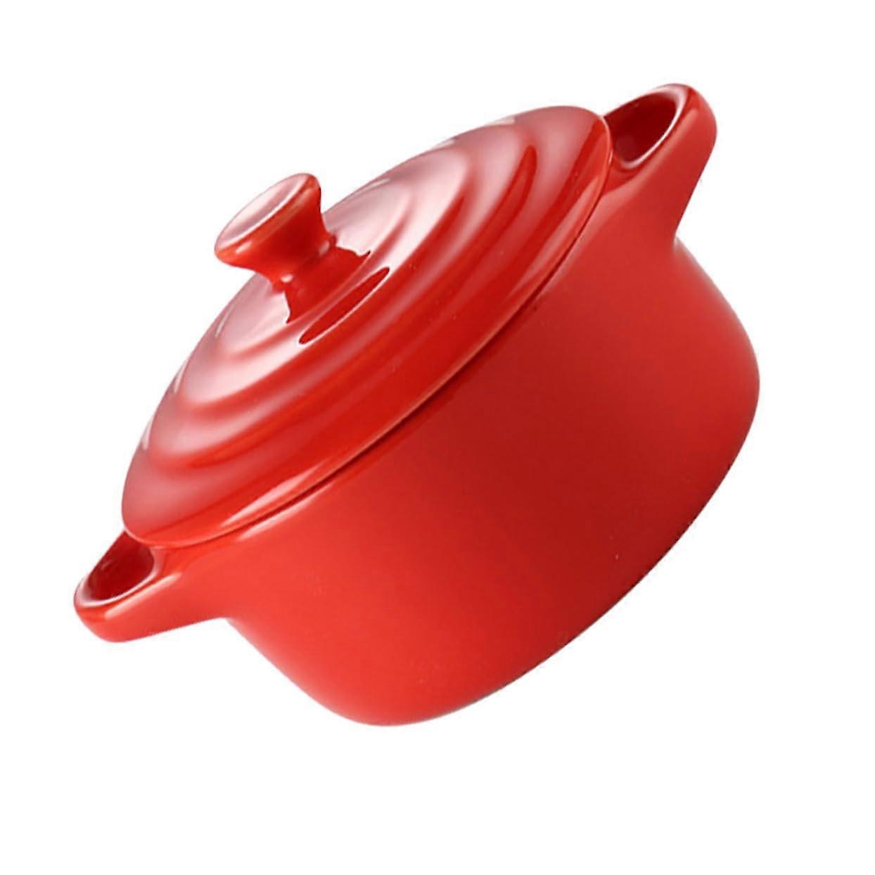 230ml ceramic stew pot with double handles and lid, microwavesafe for kitchen, ovensafe soup bowl.