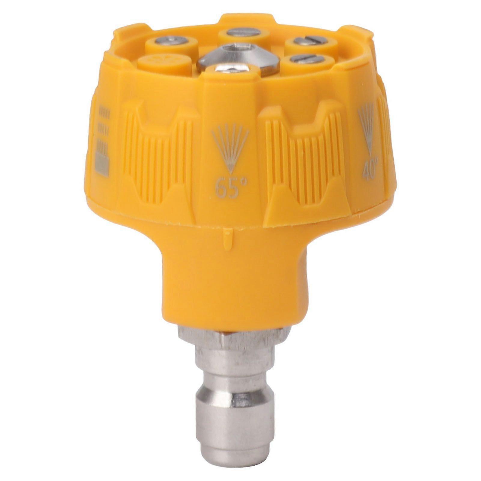 Pressure Washer Spray Nozzle 6 in 1 Multifunctional Adjustable Nozzle 1/4 Plug Interface Connect Tip Yellow