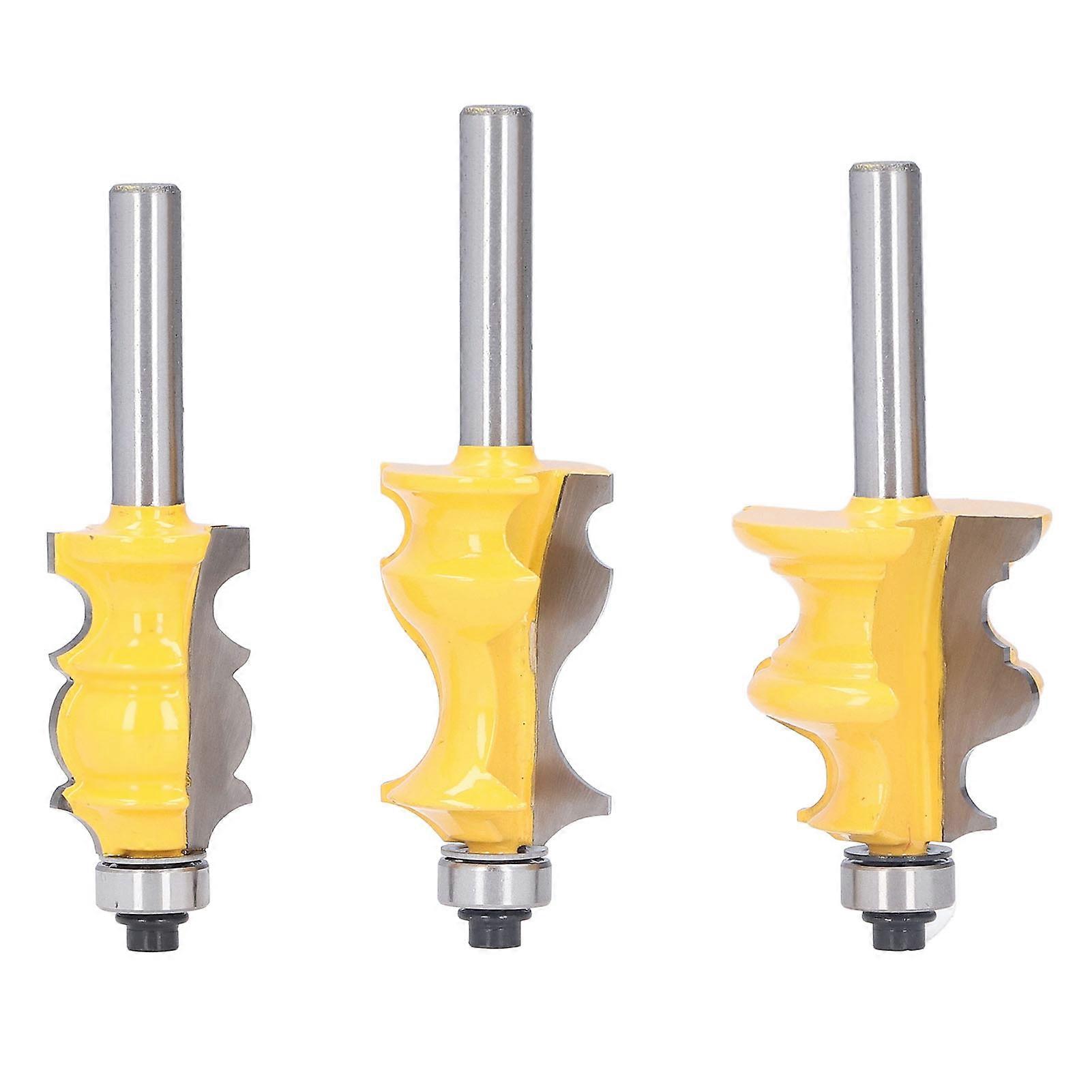 3Pcs Architectural Molding Router Bit Milling Cutter Set Woodworking Accessories 8mm Shank
