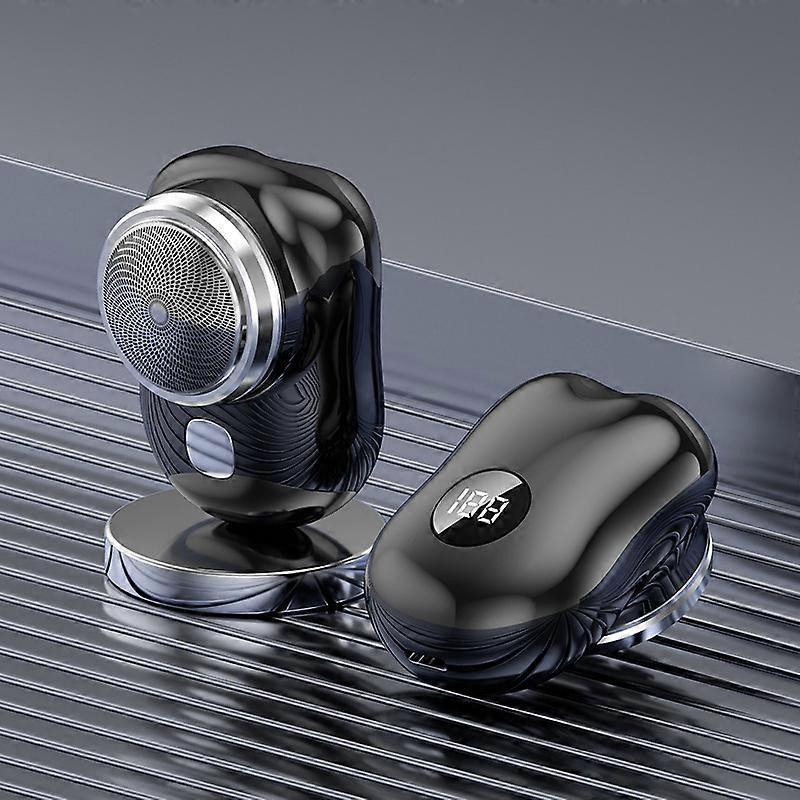 Mini Portable Electric Shaver with Display, USB Rechargeable, Lightweight Pocket Shaver for Men, Home/Travel (Black)