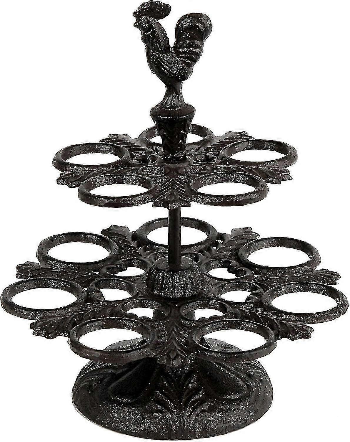 Double egg rack for rustic kitchens - cast iron antique design