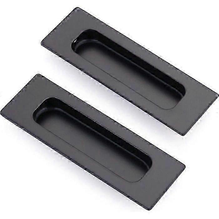 Set of 2 rectangular recessed handles for sliding doors 12 x 4 x 1.2 cm in matte black stainless steel