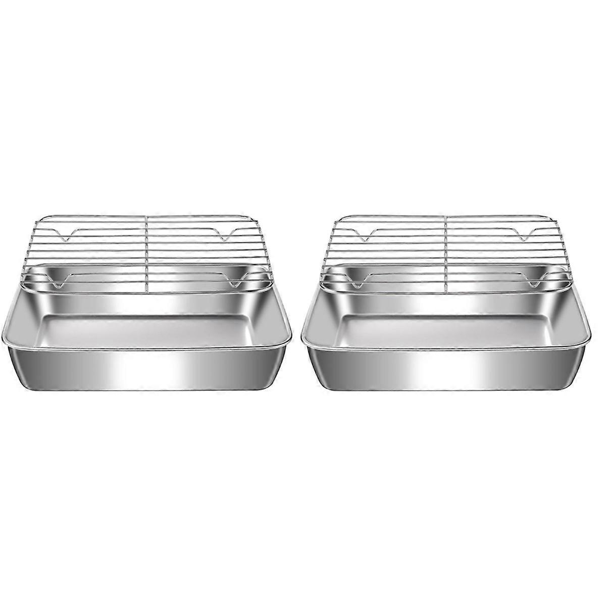 Baking Sheet Set of 2, Stainless Steel Cookie Sheet Baking Sheet Pan, Non Toxics & Heavy Duty & Eas