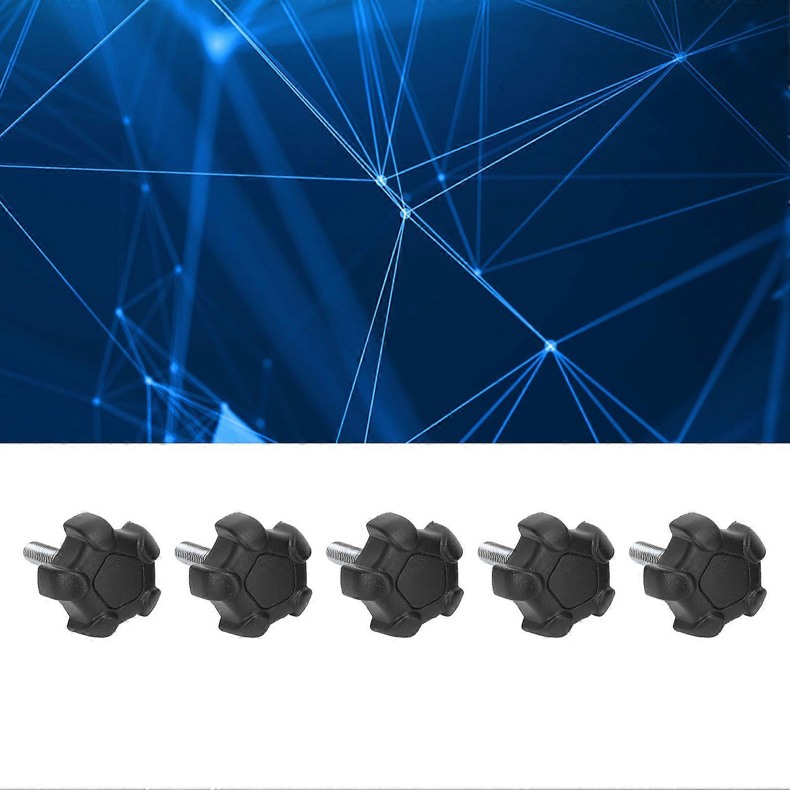 5PCS Black M6x30mm Five Pointed Star Plastic Hand Screw Knob