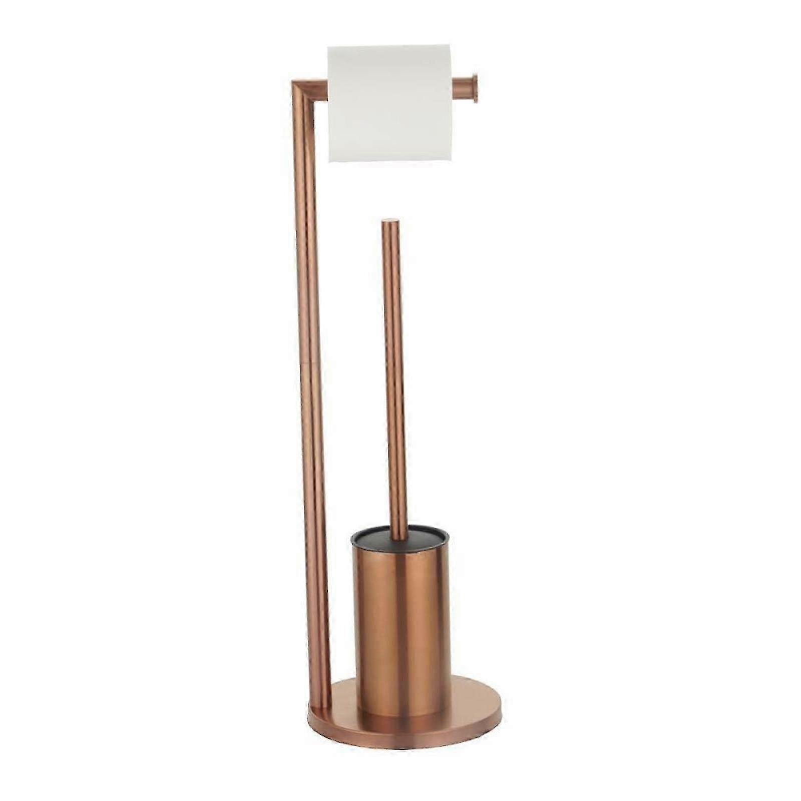 Portascopino da pavimento con portarotolo in acciaio inox Scopino da toilette, oro rosa