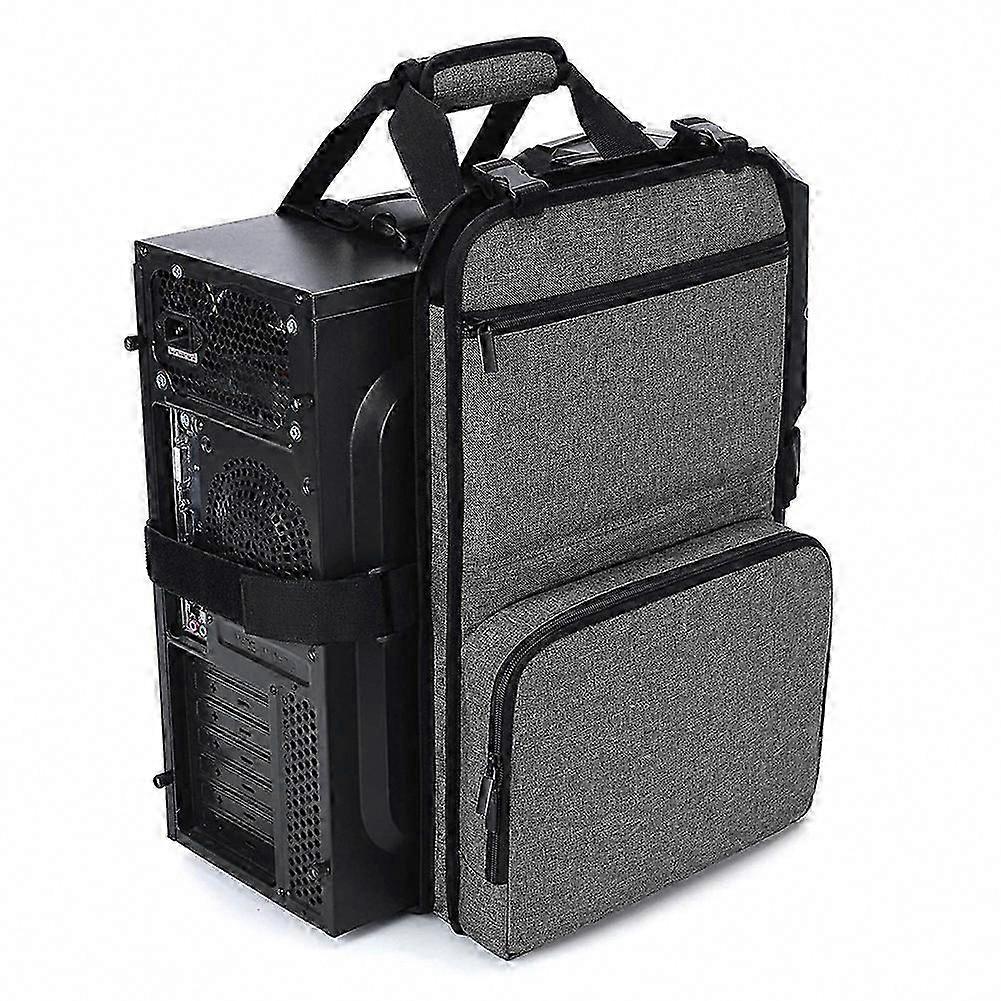 Desktop Computer Case with Belt Holder, Pockets for Keyboard, Cable, Headphone, Easy Transport
