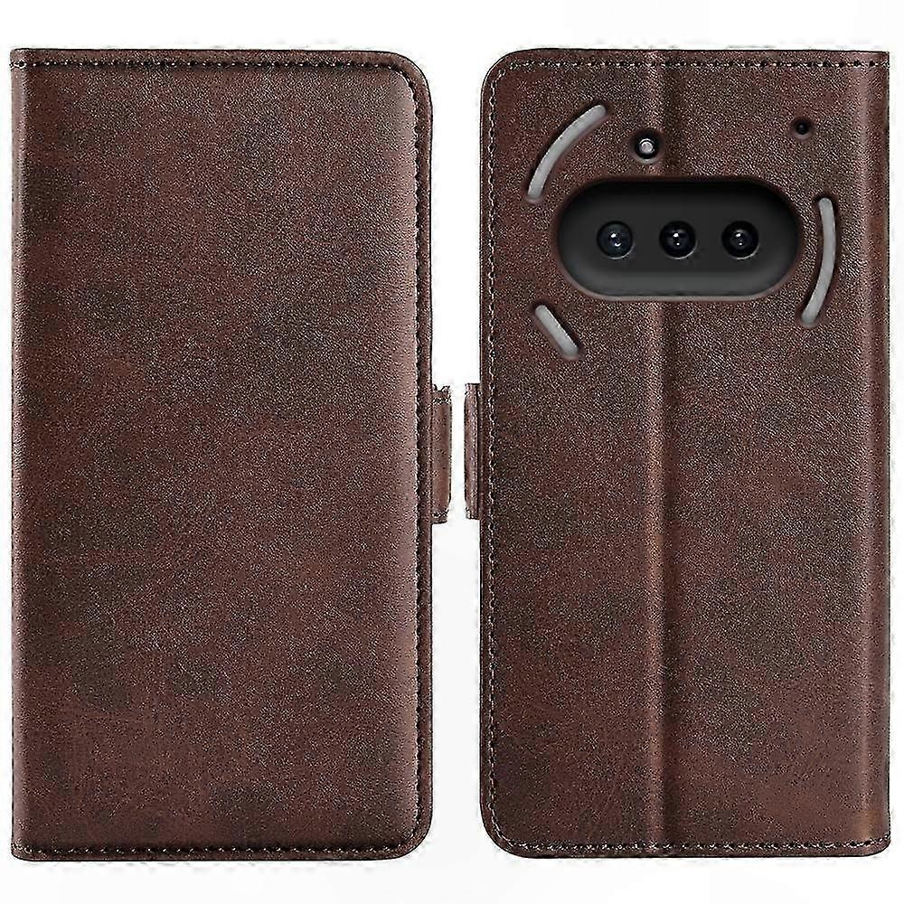 Dual-Sided Genuine Leather Phone Case with Magnetic Closure and Flip Design
