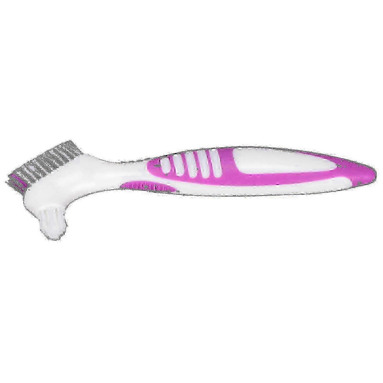 False Teeth Cleaning Brush Double Sided Portable Denture Toothbrush for False Teeth Cleaning