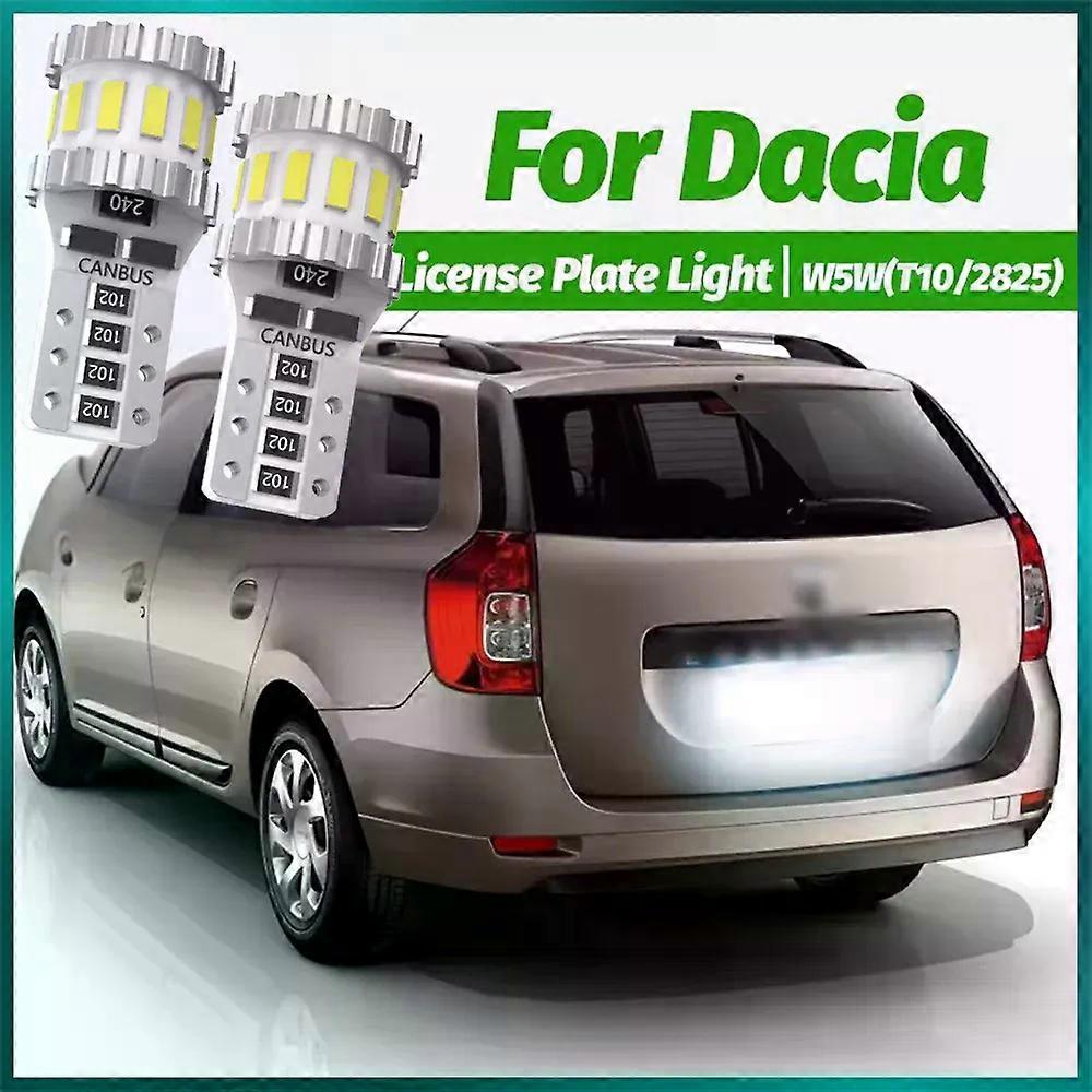 2PCS LED License Plate Light Bulb Lamp W5W T10 168 Canbus For Dacia Dokker 2012-2018 Duster Lodgy Logan 1 2 Sandero 2008-2017