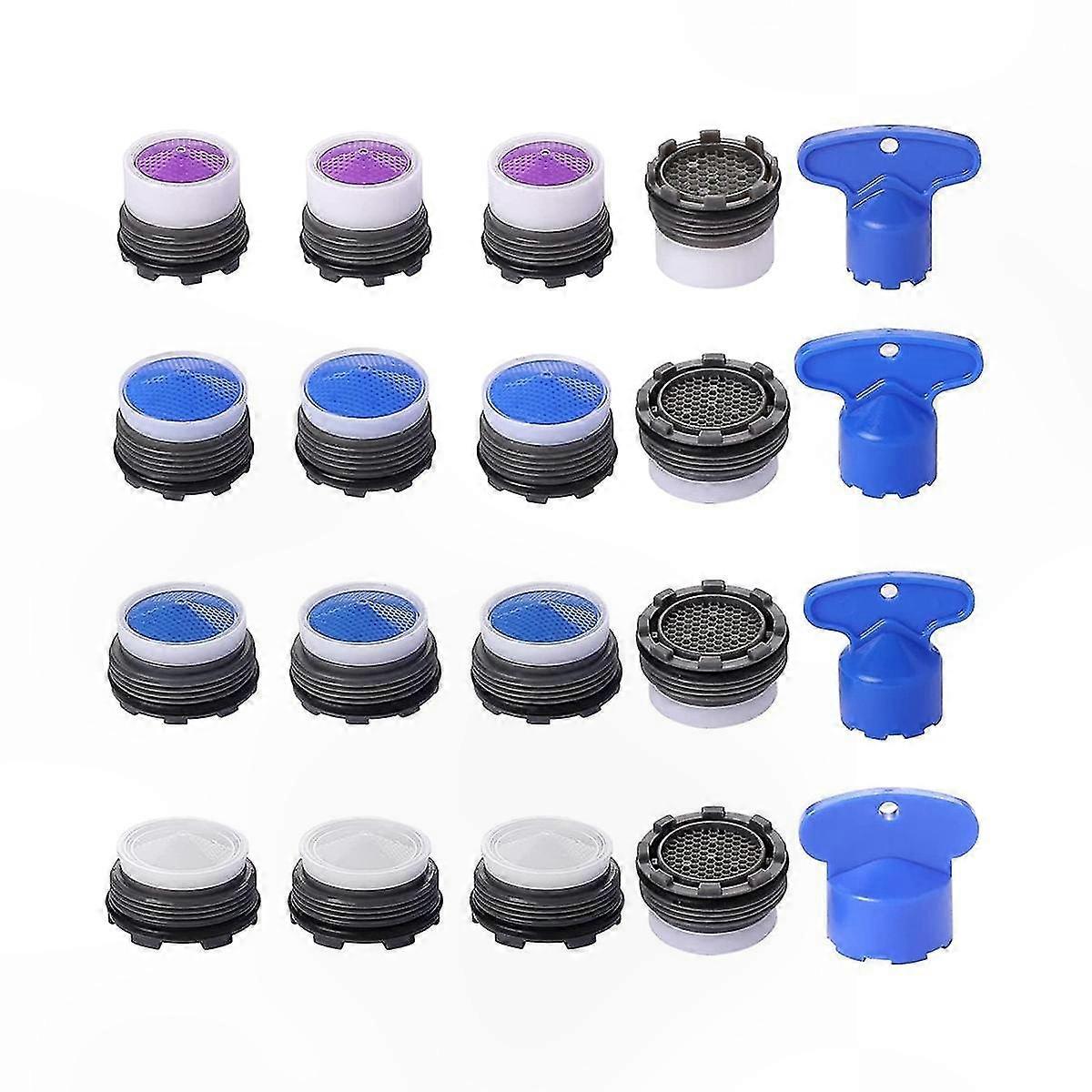 20-Pack Faucet Aerators with M16.5, M21.5, M24 Sizes, Water-Saving Flow Restrictors and Key Included